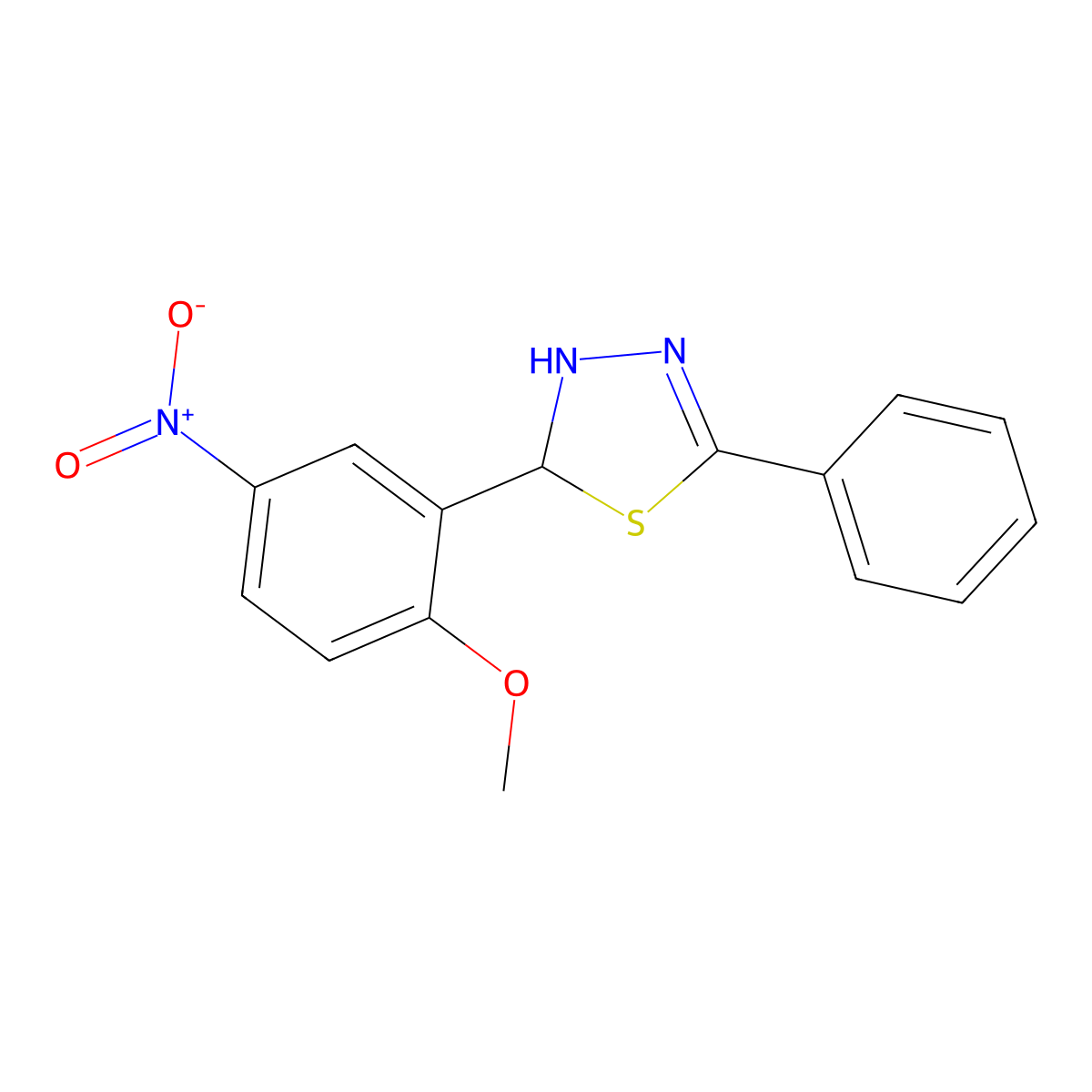 2-(2-Methoxy-5-nitrophenyl)-5-phenyl-2,3-dihydro-1,3,4-thiadiazole molecular structure, CAS 301320-97-8