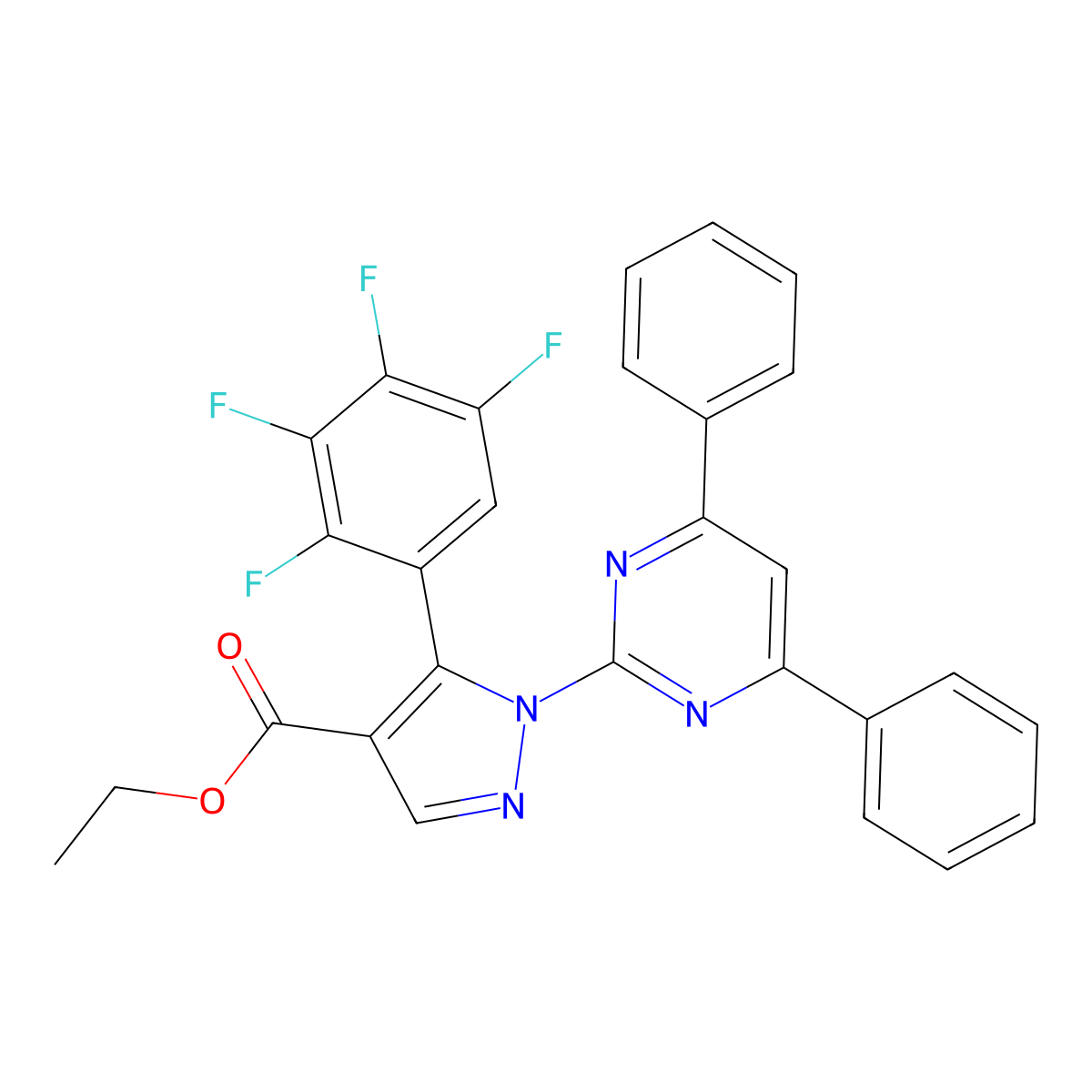 ethyl 1-(4,6-diphenyl-2-pyrimidinyl)-5-(2,3,4,5-tetrafluorophenyl)-1H-pyrazole-4-carboxylate molecular structure, CAS 301321-04-0