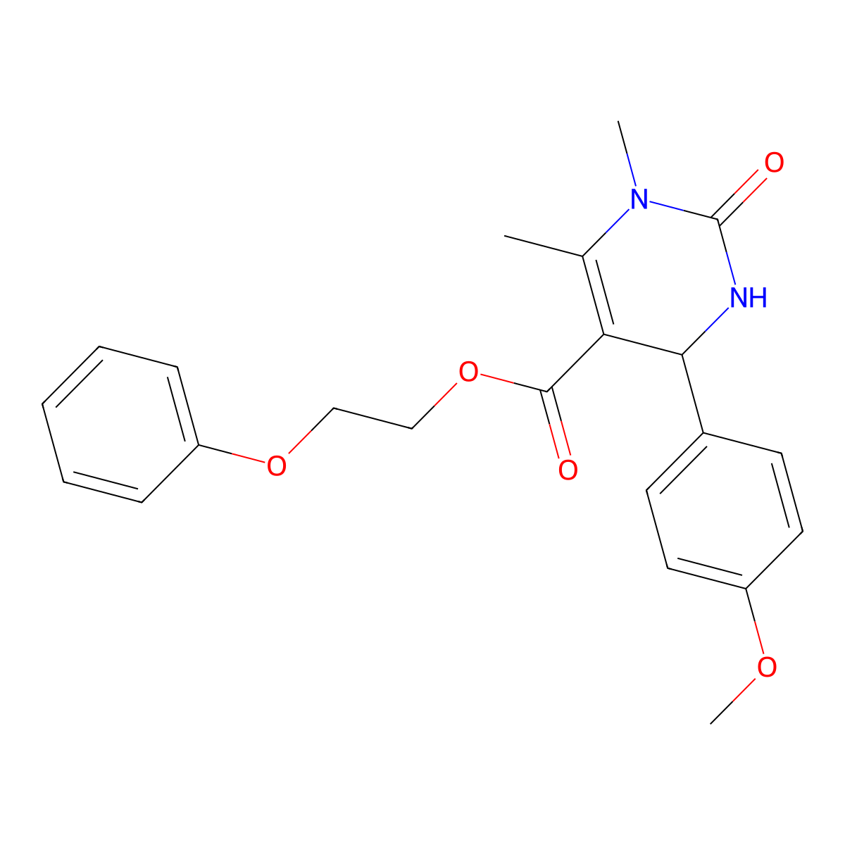 2-Phenoxyethyl 4-(4-methoxyphenyl)-1,6-dimethyl-2-oxo-1,2,3,4-tetrahydropyrimidine-5-carboxylate molecular structure, CAS 301321-22-2