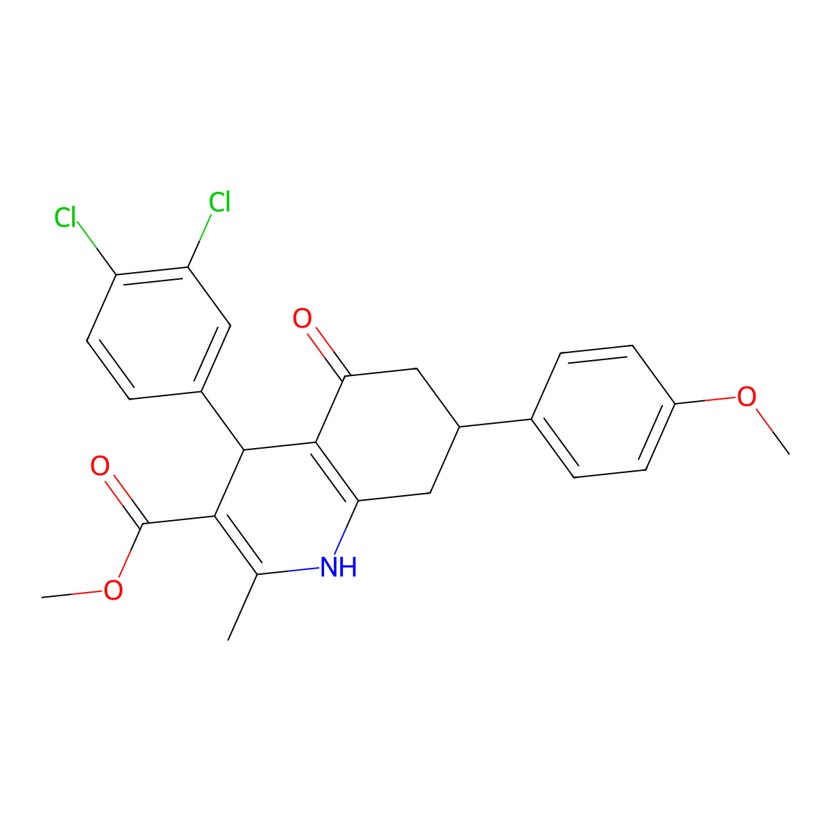methyl 4-(3,4-dichlorophenyl)-7-(4-methoxyphenyl)-2-methyl-5-oxo-4,6,7,8-tetrahydro-1H-quinoline-3-carboxylate molecular structure, CAS 301321-25-5