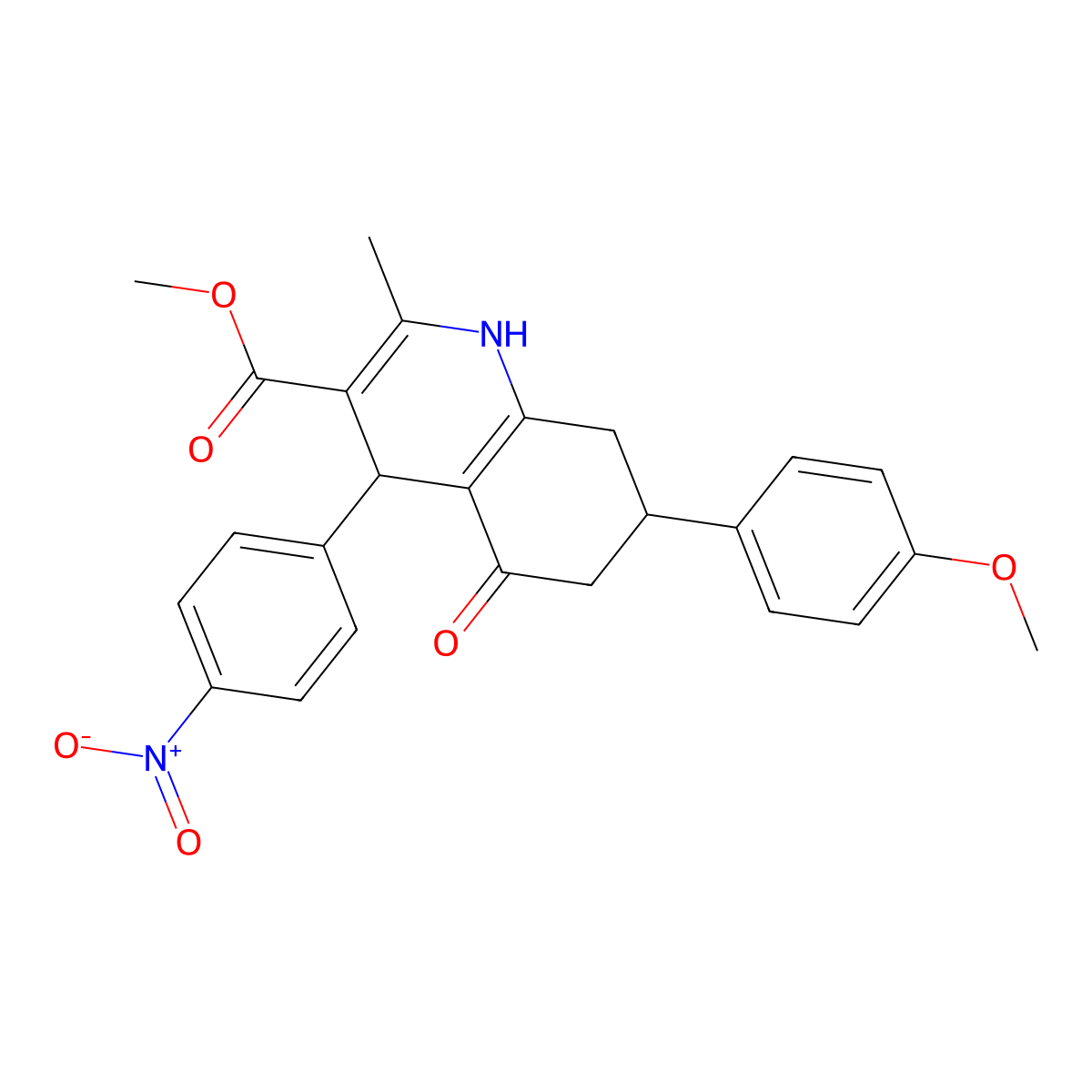 Methyl 7-(4-methoxyphenyl)-2-methyl-4-(4-nitrophenyl)-5-oxo-1,4,5,6,7,8-hexahydroquinoline-3-carboxylate molecular structure, CAS 301321-28-8