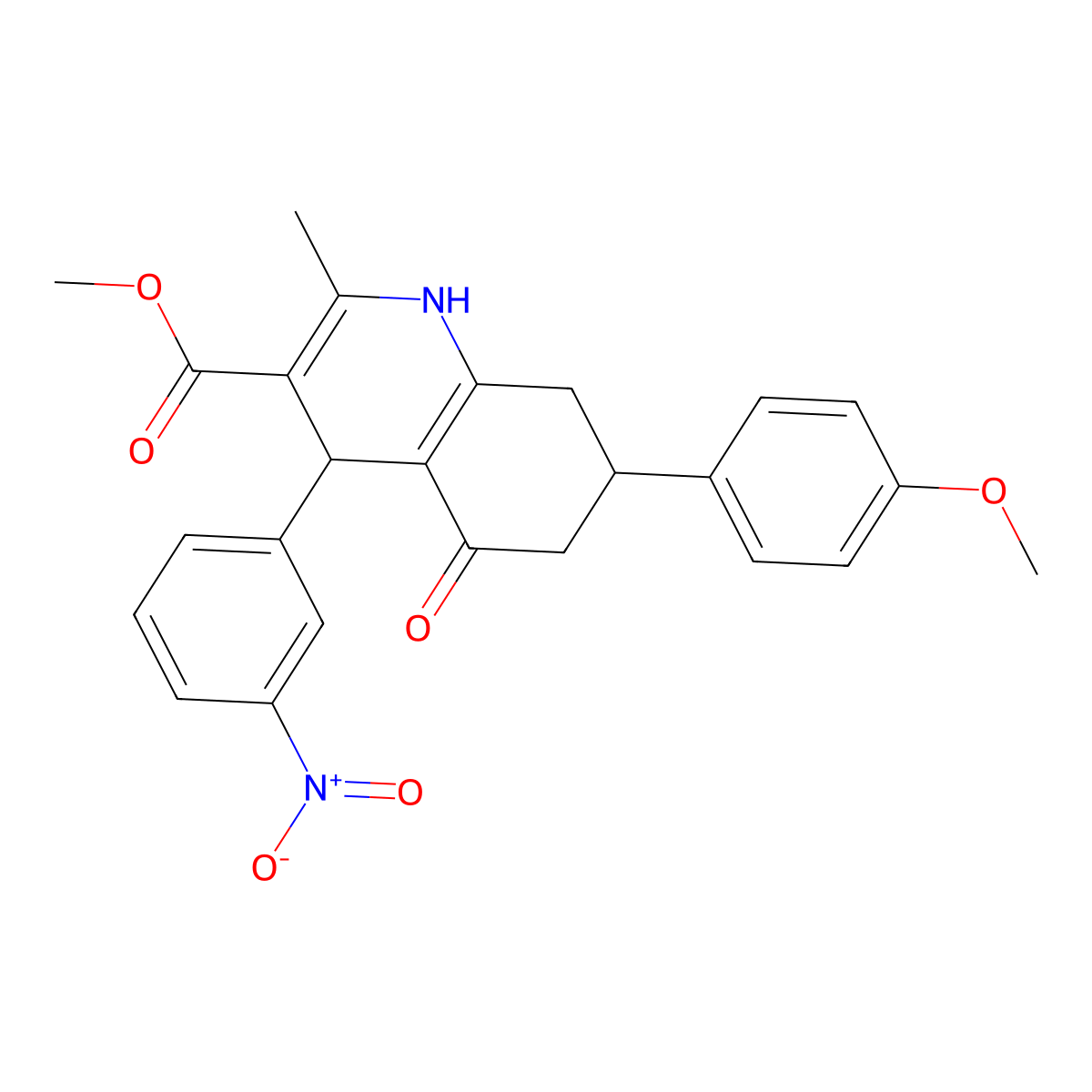 Methyl 7-(4-methoxyphenyl)-2-methyl-4-(3-nitrophenyl)-5-oxo-1,4,5,6,7,8-hexahydroquinoline-3-carboxylate molecular structure, CAS 301321-30-2