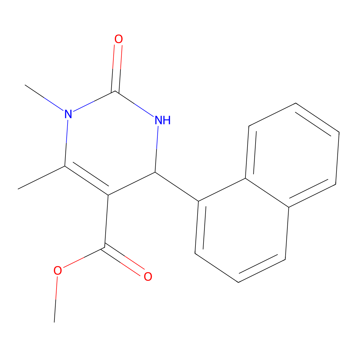Methyl 1,6-dimethyl-4-(naphthalen-1-yl)-2-oxo-1,2,3,4-tetrahydropyrimidine-5-carboxylate molecular structure, CAS 301321-54-0
