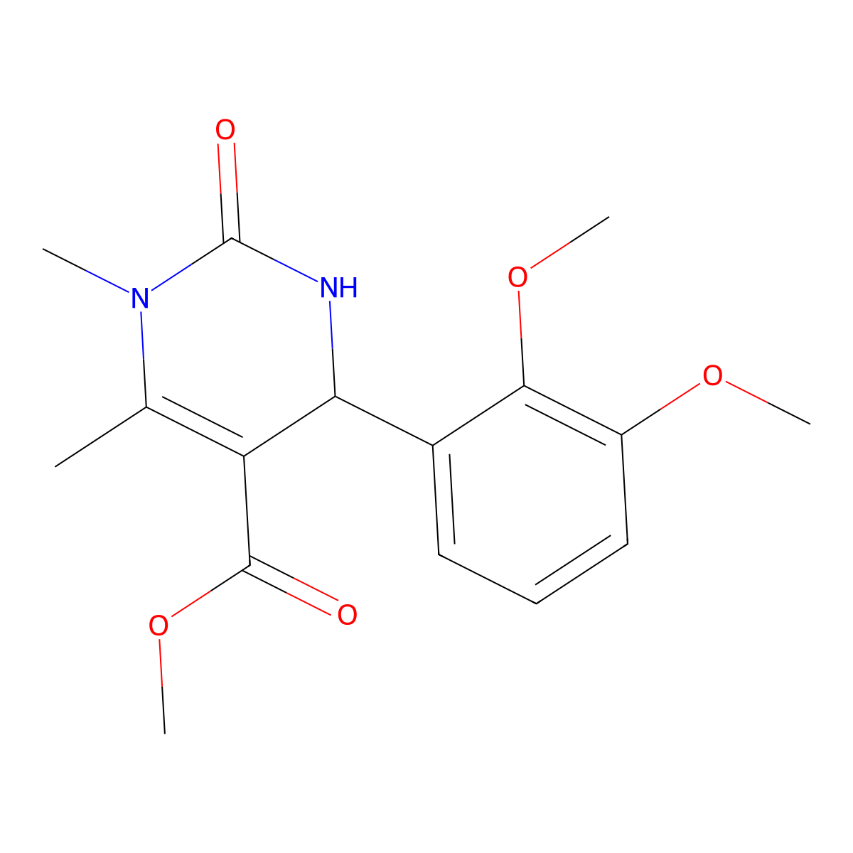 Methyl 4-(2,3-dimethoxyphenyl)-1,6-dimethyl-2-oxo-1,2,3,4-tetrahydropyrimidine-5-carboxylate molecular structure, CAS 301321-55-1
