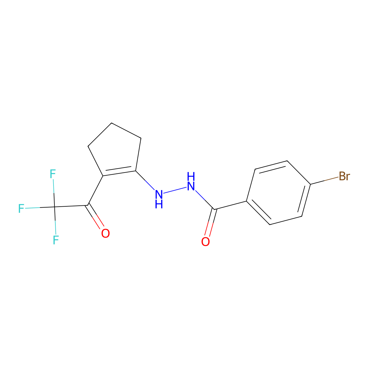 4-Bromo-N'-(2-(2,2,2-trifluoroacetyl)cyclopent-1-en-1-yl)benzohydrazide molecular structure, CAS 301321-65-3
