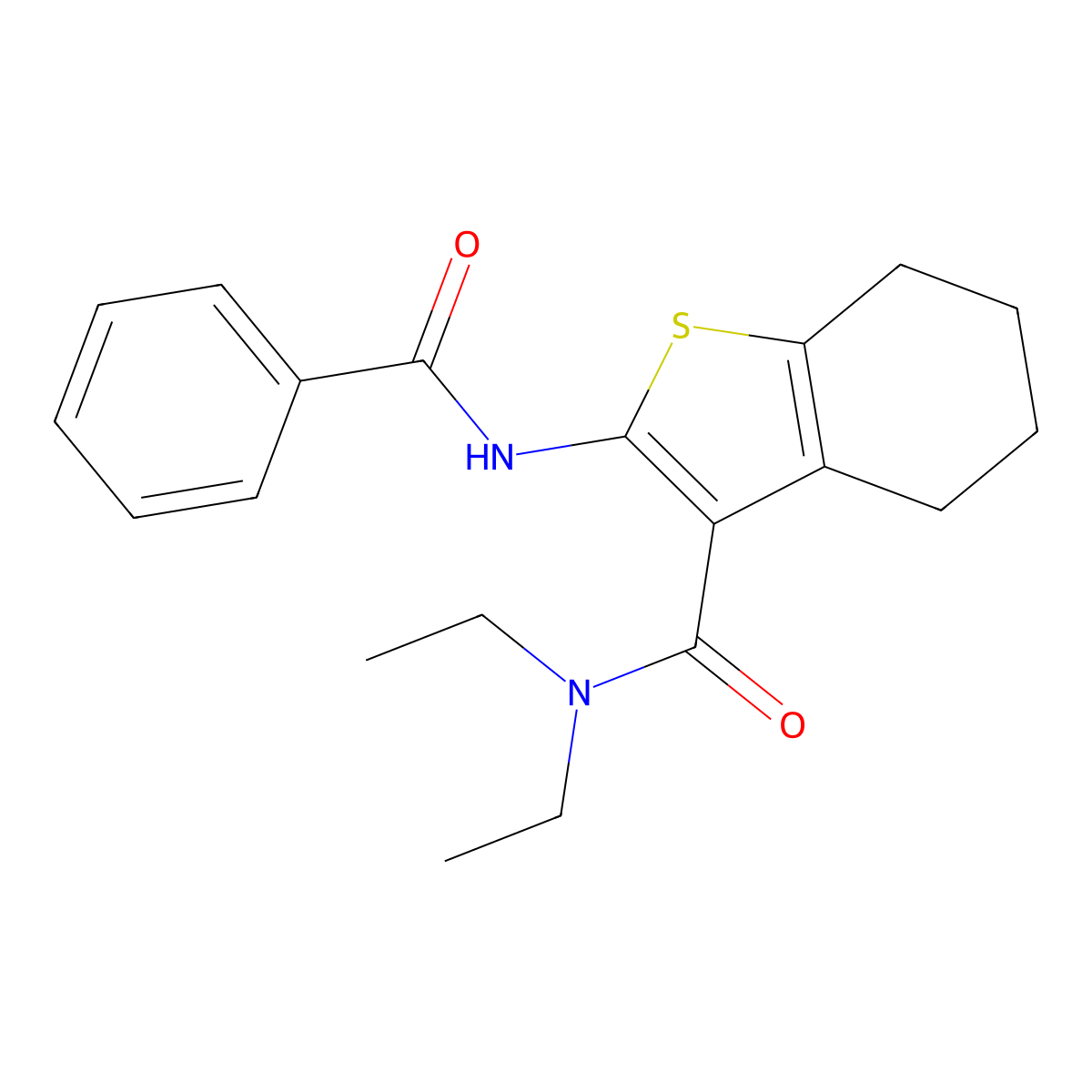 2-benzamido-N,N-diethyl-4,5,6,7-tetrahydro-1-benzothiophene-3-carboxamide molecular structure, CAS 301321-81-3
