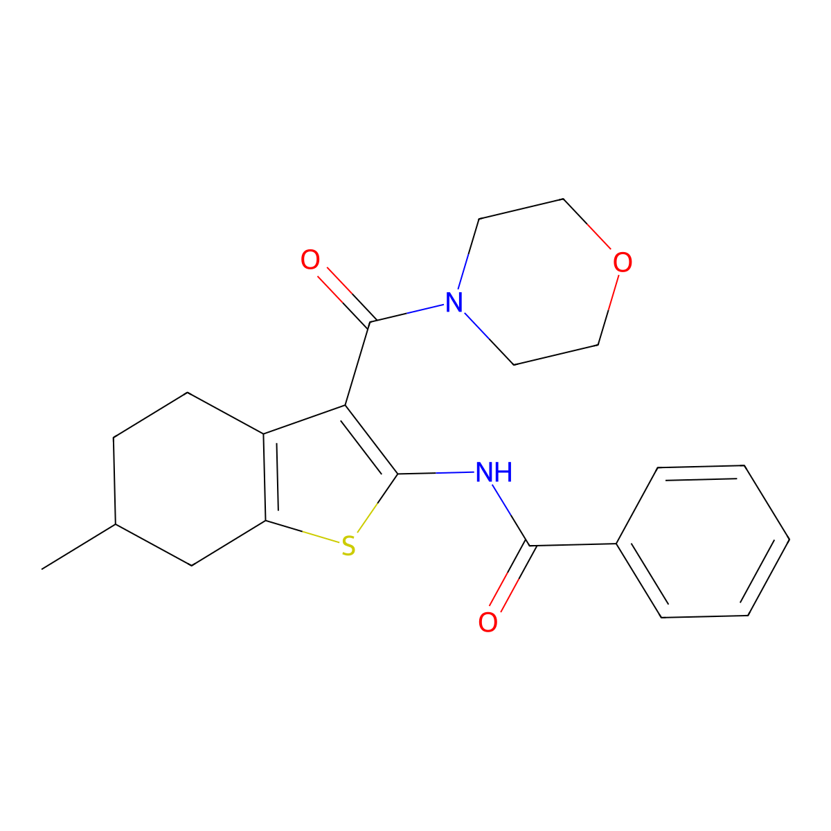 N-[6-methyl-3-(morpholine-4-carbonyl)-4,5,6,7-tetrahydro-1-benzothiophen-2-yl]benzamide molecular structure, CAS 301321-88-0