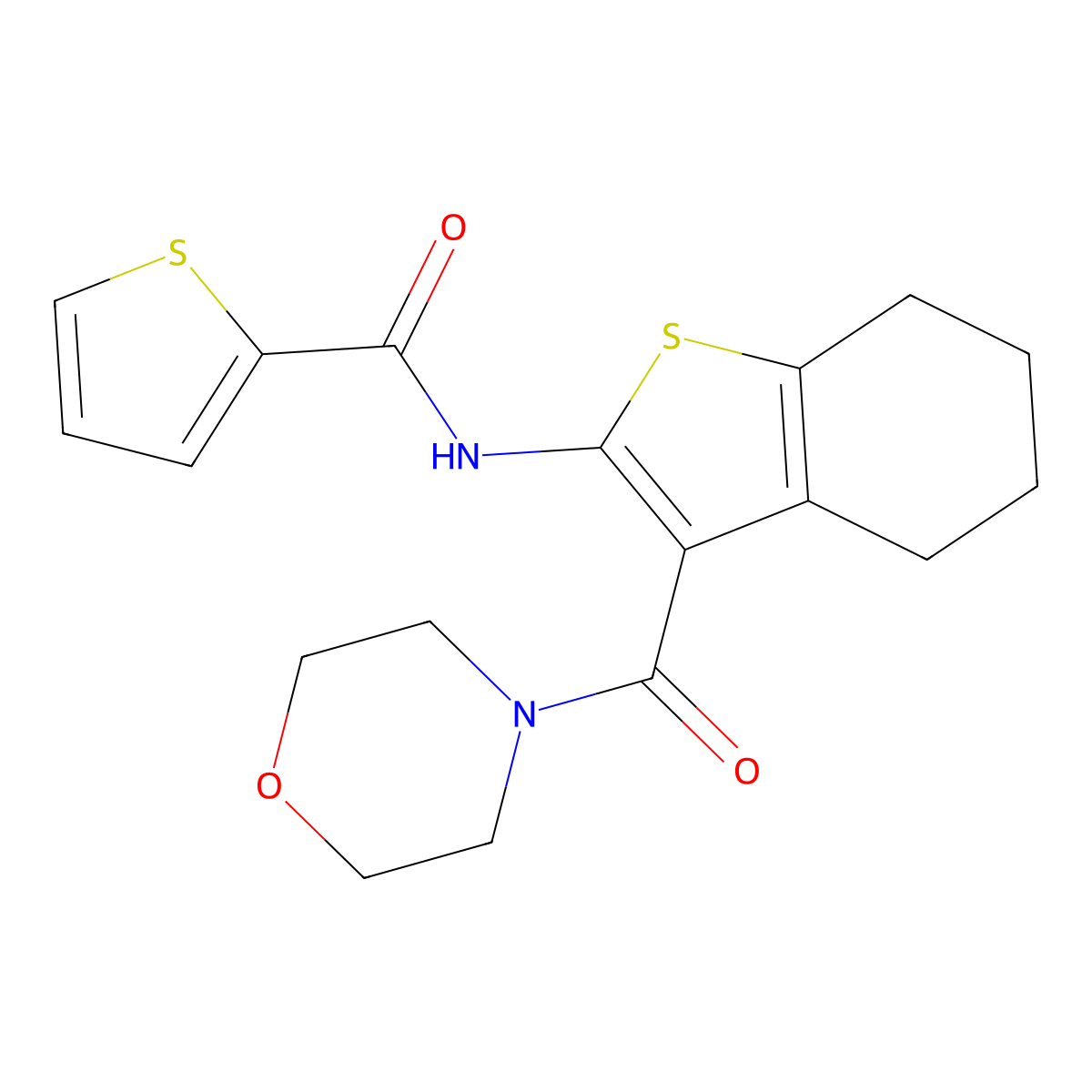 N-[3-(morpholin-4-ylcarbonyl)-4,5,6,7-tetrahydro-1-benzothiophen-2-yl]thiophene-2-carboxamide molecular structure, CAS 301321-92-6