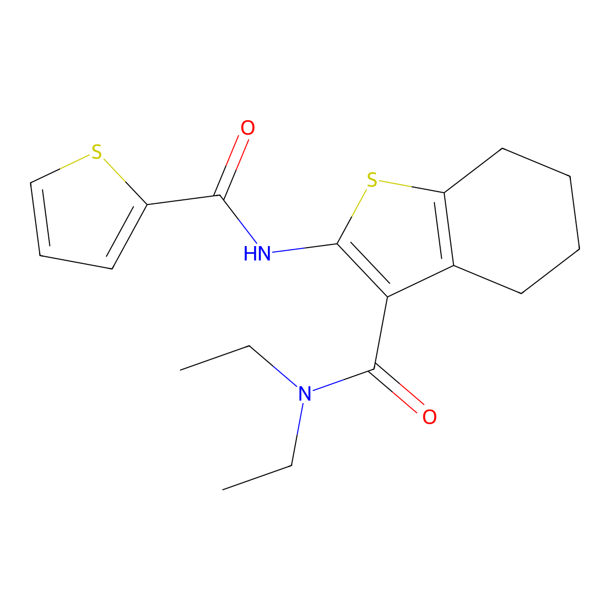 N,N-Diethyl-2-[(2-thienylcarbonyl)amino]-4,5,6,7-tetrahydro-1-benzothiophene-3-carboxamide molecular structure, CAS 301321-93-7