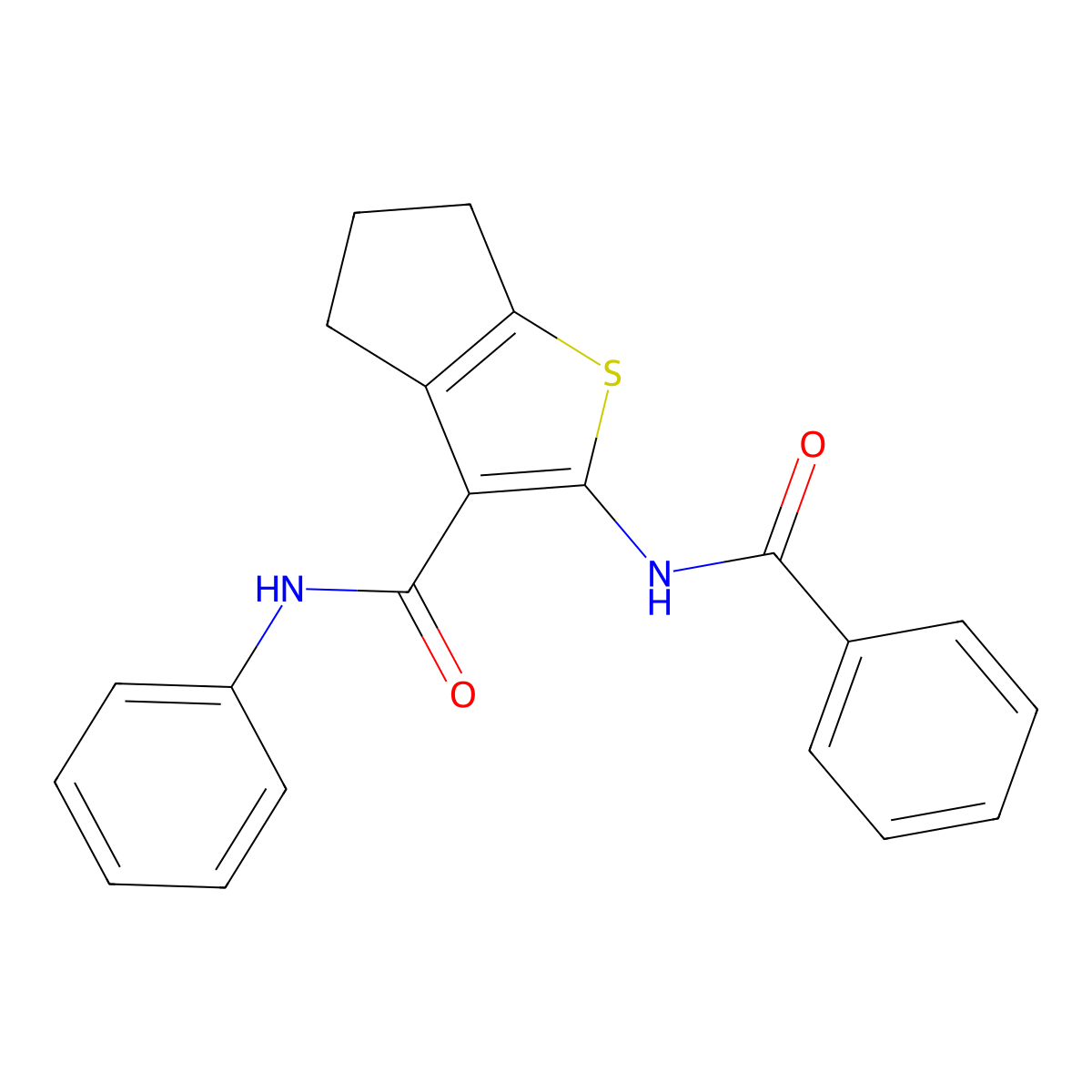 2-benzamido-N-phenyl-5,6-dihydro-4H-cyclopenta[b]thiophene-3-carboxamide molecular structure, CAS 301322-20-3