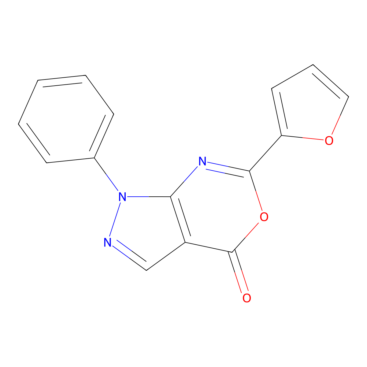 6-(Furan-2-yl)-1-phenylpyrazolo[3,4-d][1,3]oxazin-4-one molecular structure, CAS 301322-24-7