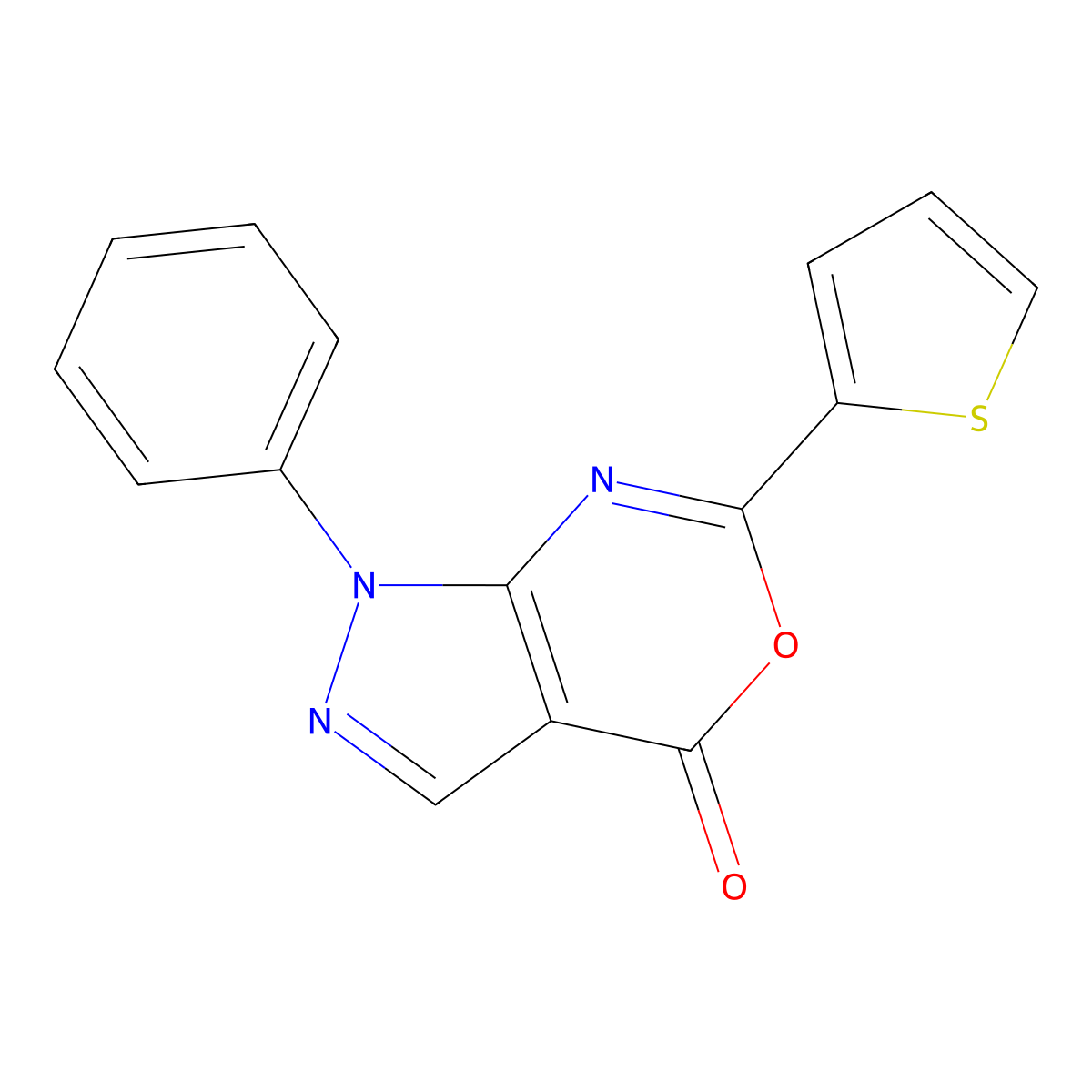 1-Phenyl-6-thiophen-2-ylpyrazolo[3,4-d][1,3]oxazin-4-one molecular structure, CAS 301322-25-8