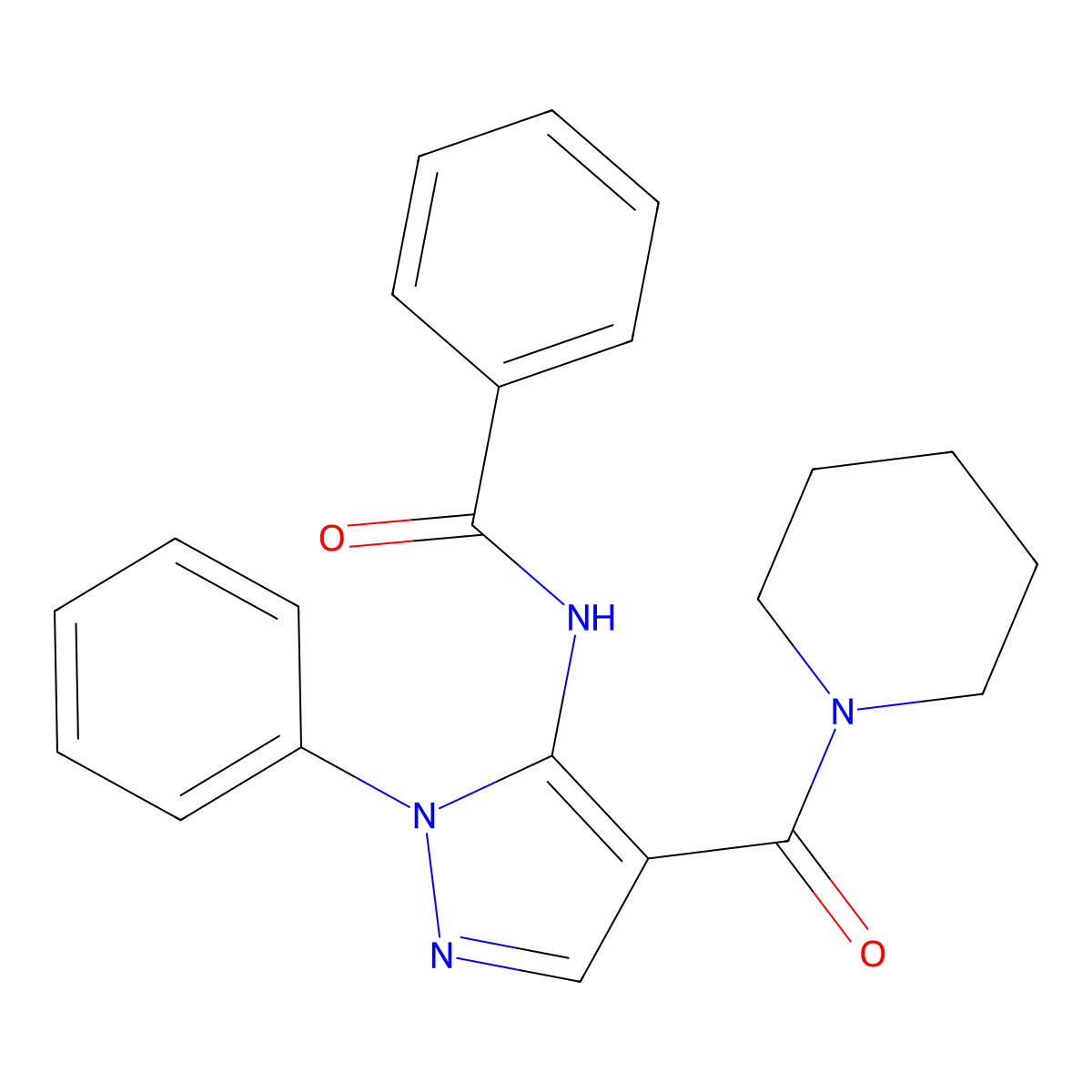 N-[2-phenyl-4-(piperidine-1-carbonyl)pyrazol-3-yl]benzamide molecular structure, CAS 301322-34-9