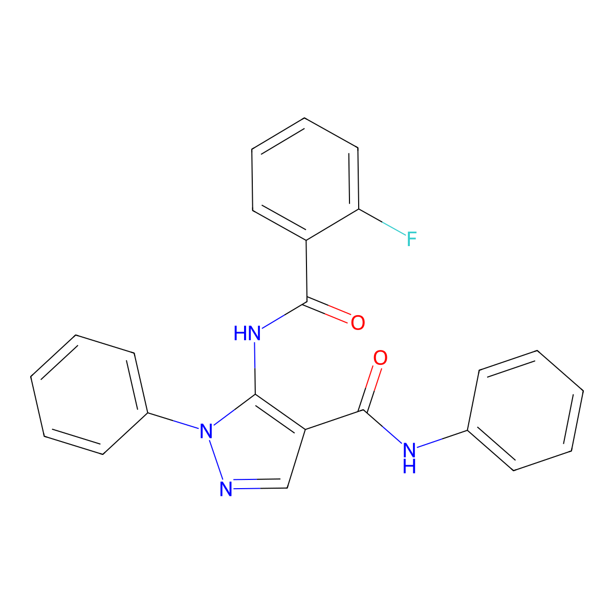 5-[(2-fluorobenzoyl)amino]-N,1-diphenylpyrazole-4-carboxamide molecular structure, CAS 301322-47-4
