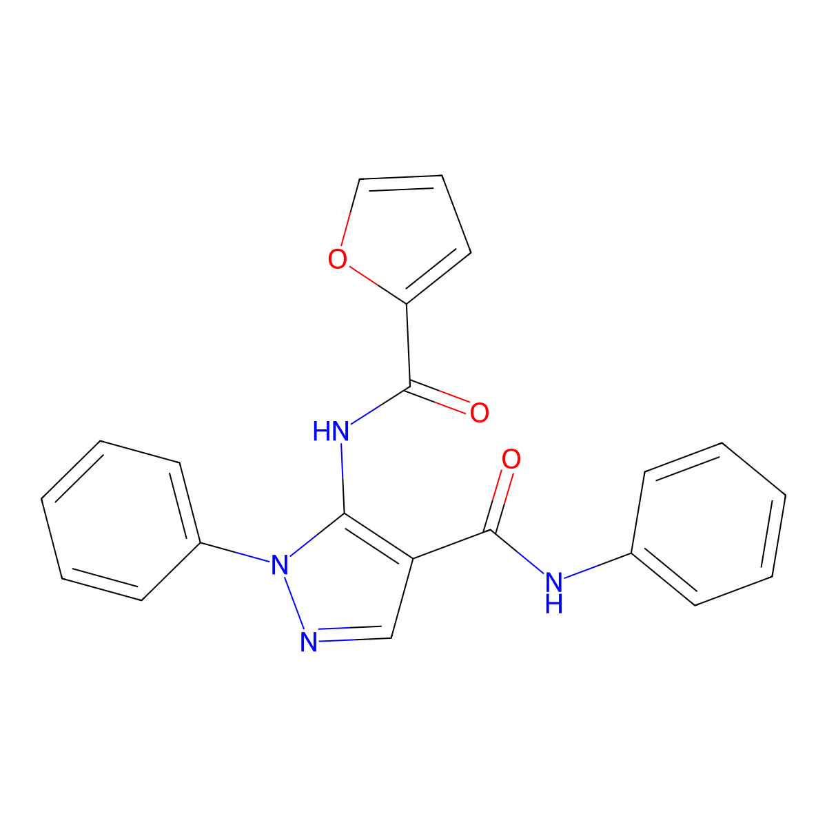 5-(furan-2-carbonylamino)-N,1-diphenylpyrazole-4-carboxamide molecular structure, CAS 301322-49-6