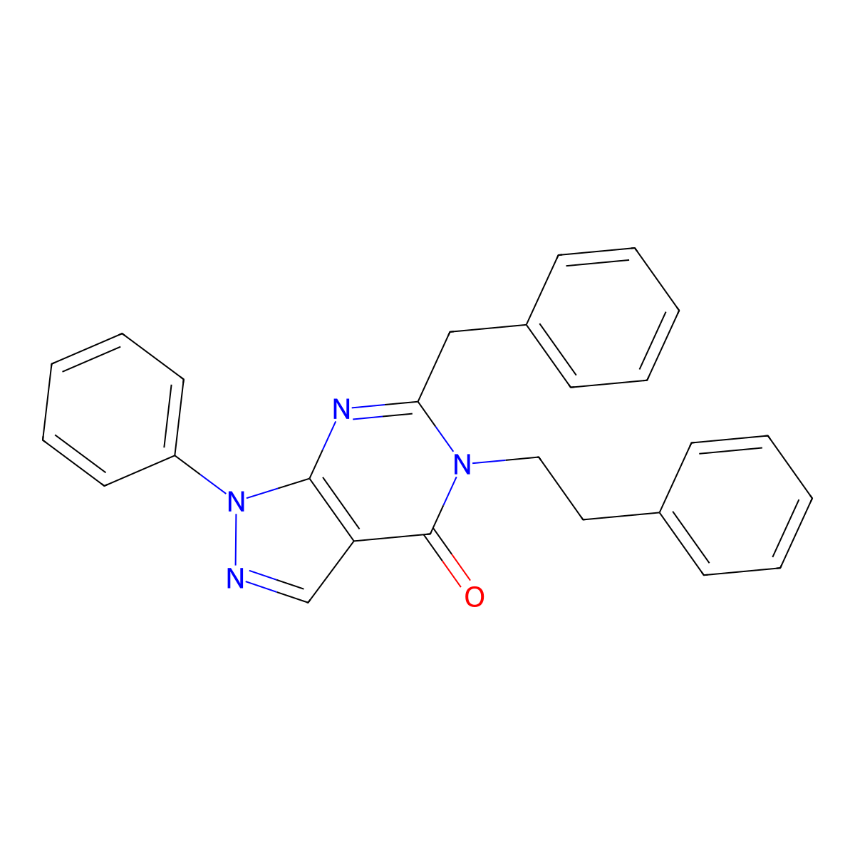 6-benzyl-1-phenyl-5-(2-phenylethyl)-1,5-dihydro-4H-pyrazolo[3,4-d]pyrimidin-4-one molecular structure, CAS 301322-52-1