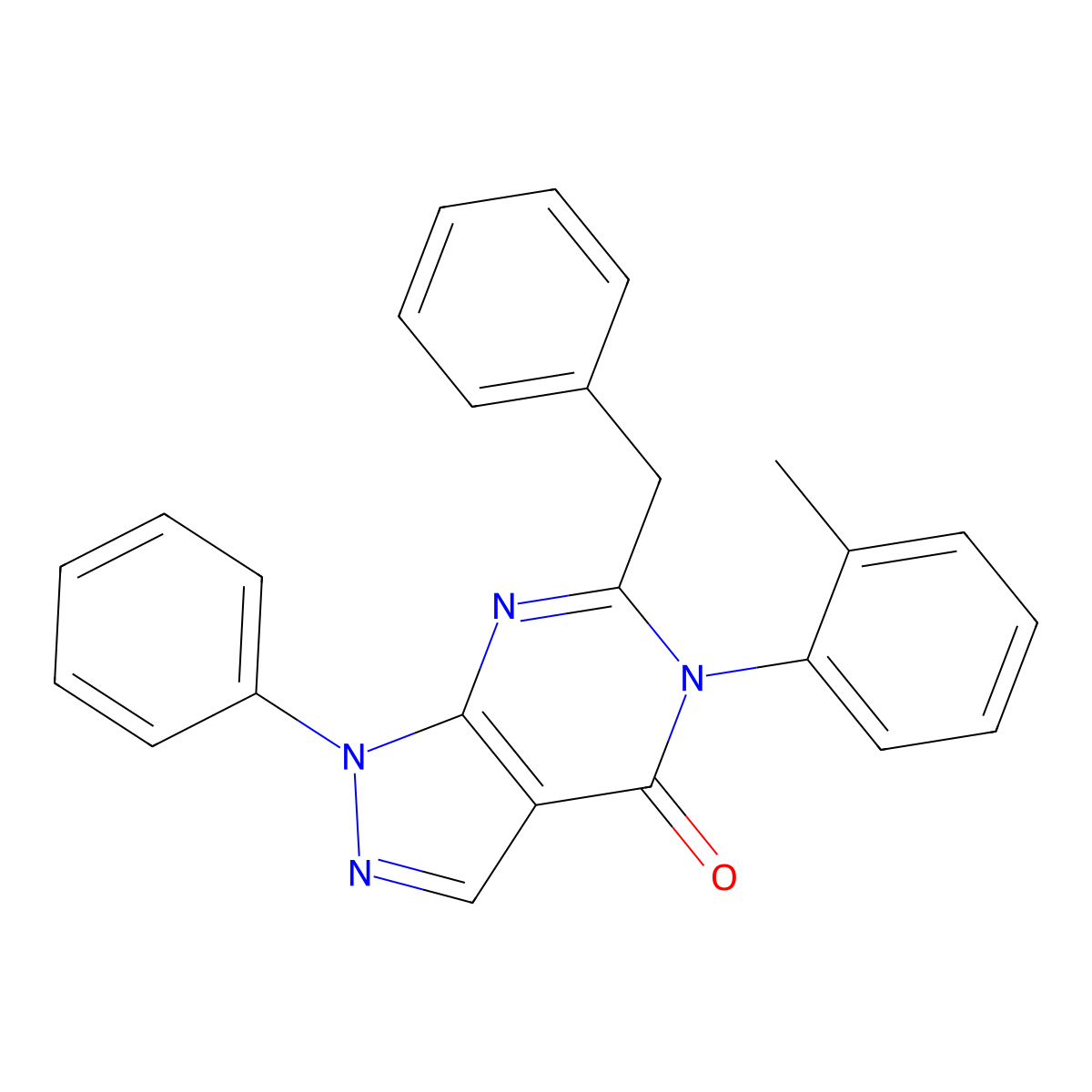 6-Benzyl-5-(2-methylphenyl)-1-phenylpyrazolo[3,4-d]pyrimidin-4-one molecular structure, CAS 301322-54-3