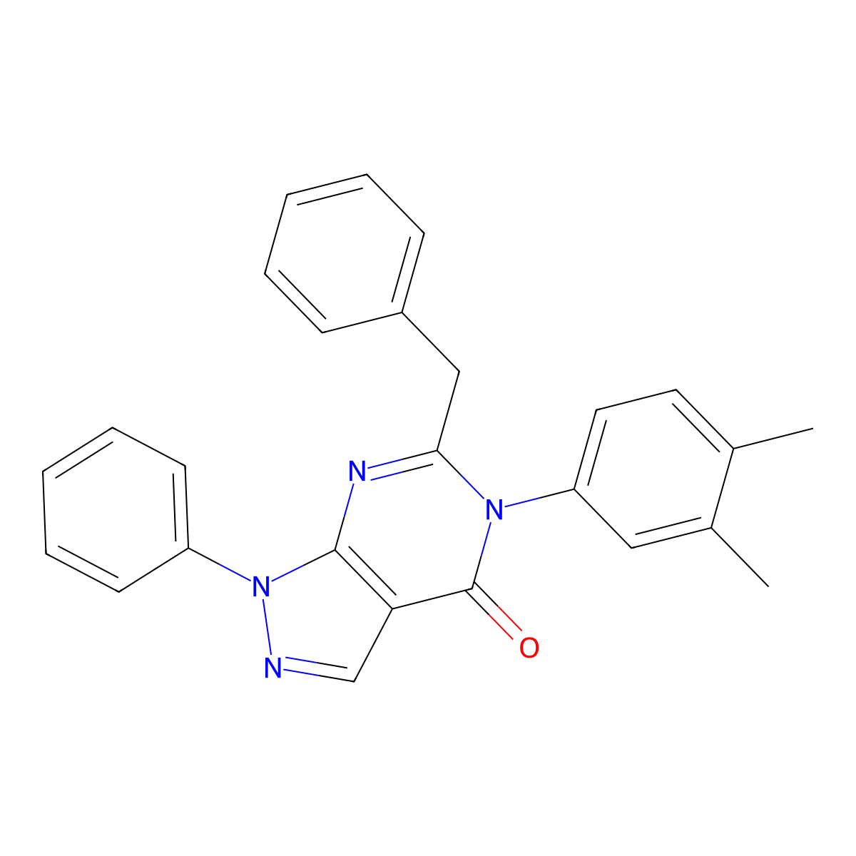 6-Benzyl-5-(3,4-dimethylphenyl)-1-phenylpyrazolo[3,4-d]pyrimidin-4-one molecular structure, CAS 301322-56-5
