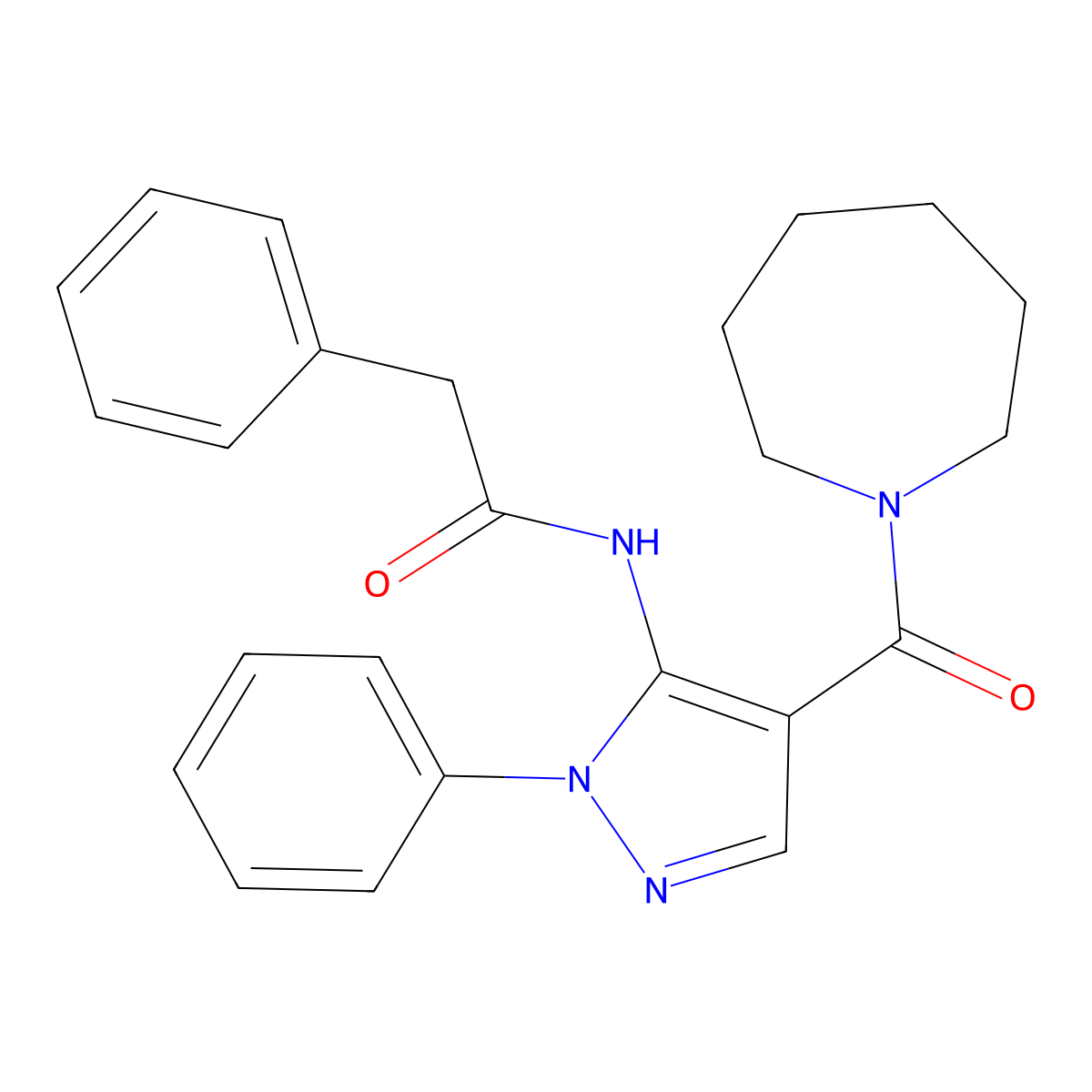 N-[4-(azepane-1-carbonyl)-2-phenylpyrazol-3-yl]-2-phenylacetamide molecular structure, CAS 301322-58-7