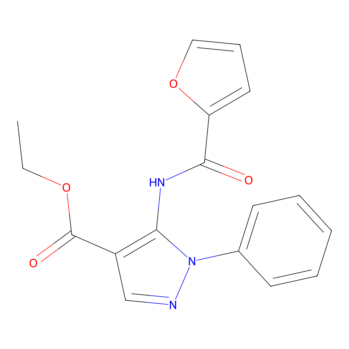 ethyl 5-(2-furoylamino)-1-phenyl-1H-pyrazole-4-carboxylate molecular structure, CAS 301322-62-3
