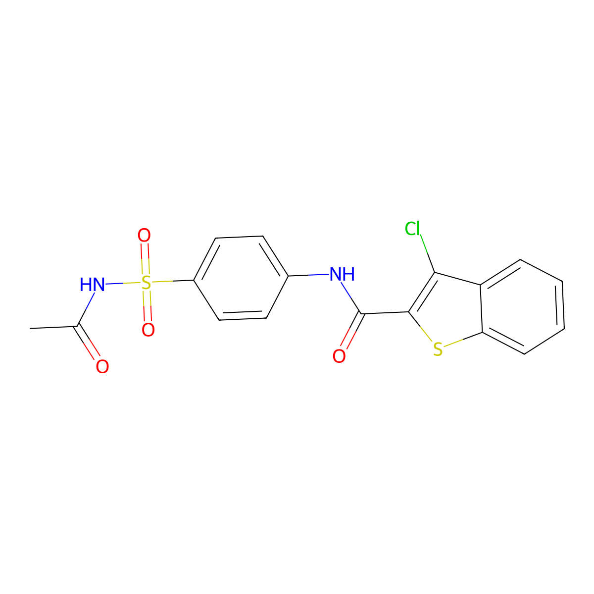 N-[4-(acetylsulfamoyl)phenyl]-3-chloro-1-benzothiophene-2-carboxamide molecular structure, CAS 301322-73-6