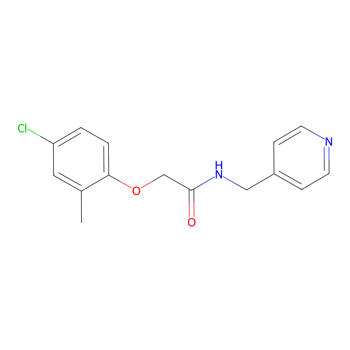 2-(4-chloro-2-methylphenoxy)-N-(pyridin-4-ylmethyl)acetamide molecular structure, CAS 301322-78-1
