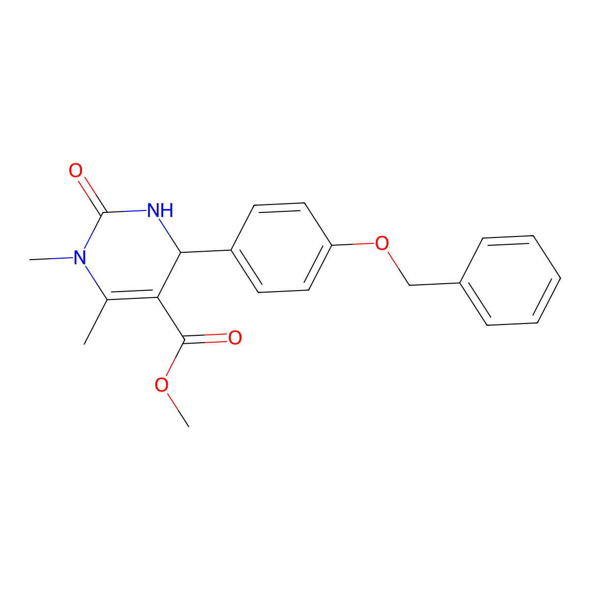 Methyl 4-[4-(benzyloxy)phenyl]-1,6-dimethyl-2-oxo-1,2,3,4-tetrahydropyrimidine-5-carboxylate molecular structure, CAS 301322-96-3