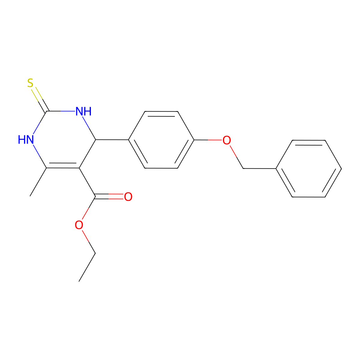 Ethyl 4-(4-(benzyloxy)phenyl)-6-methyl-2-thioxo-1,2,3,4-tetrahydropyrimidine-5-carboxylate molecular structure, CAS 301322-98-5