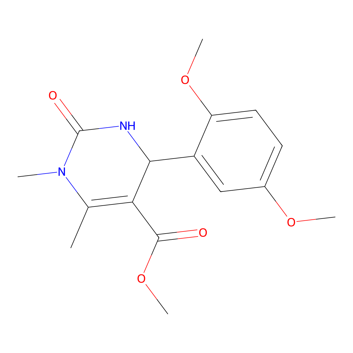 Methyl 4-(2,5-dimethoxyphenyl)-1,6-dimethyl-2-oxo-1,2,3,4-tetrahydropyrimidine-5-carboxylate molecular structure, CAS 301322-99-6