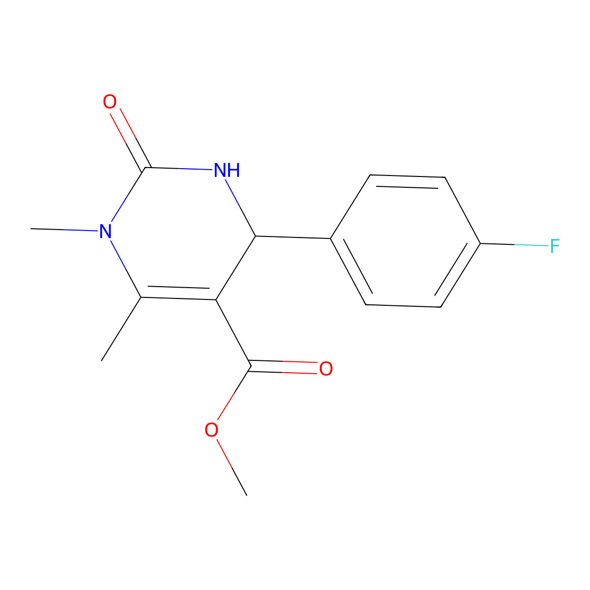 Methyl 6-(4-fluorophenyl)-3,4-dimethyl-2-oxo-1,6-dihydropyrimidine-5-carboxylate molecular structure, CAS 301323-00-2