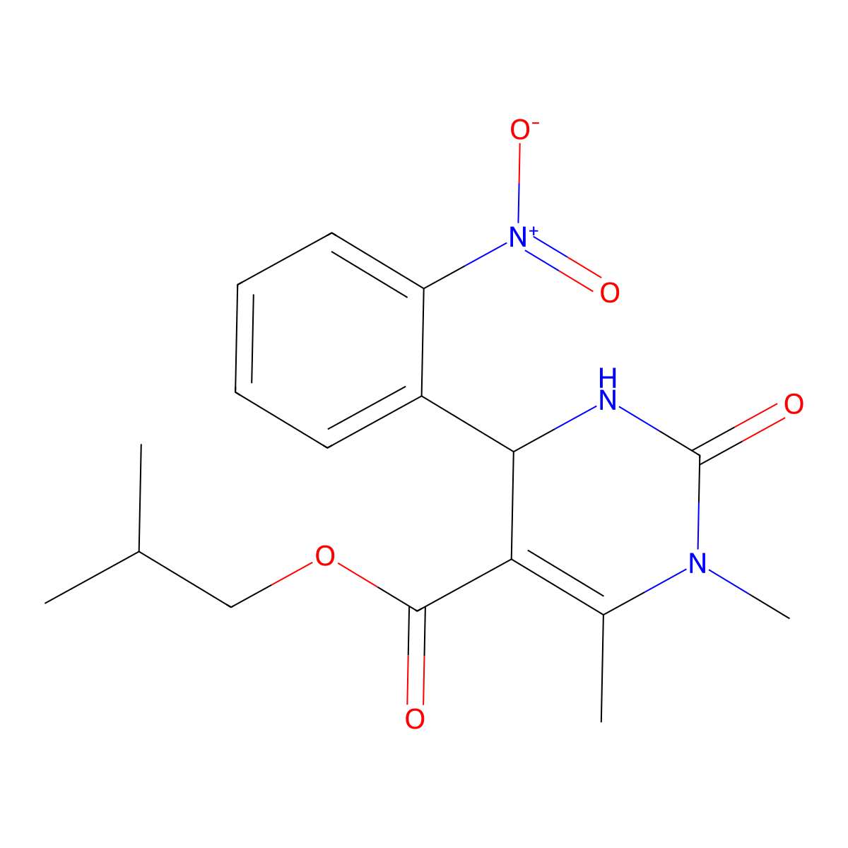 2-Methylpropyl 1,6-dimethyl-4-(2-nitrophenyl)-2-oxo-1,2,3,4-tetrahydropyrimidine-5-carboxylate molecular structure, CAS 301323-11-5