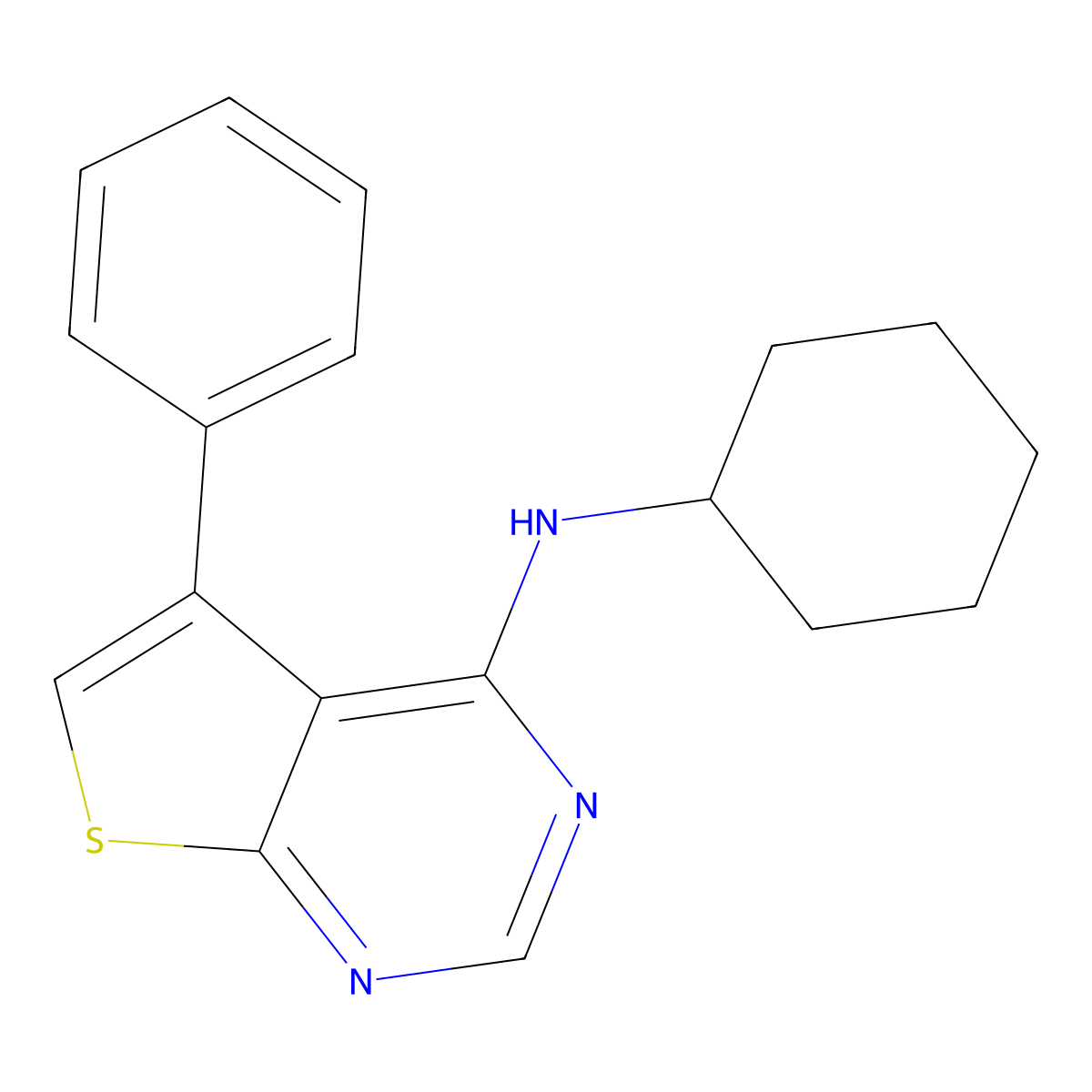 N-cyclohexyl-5-phenylthieno[2,3-d]pyrimidin-4-amine molecular structure, CAS 301326-26-1