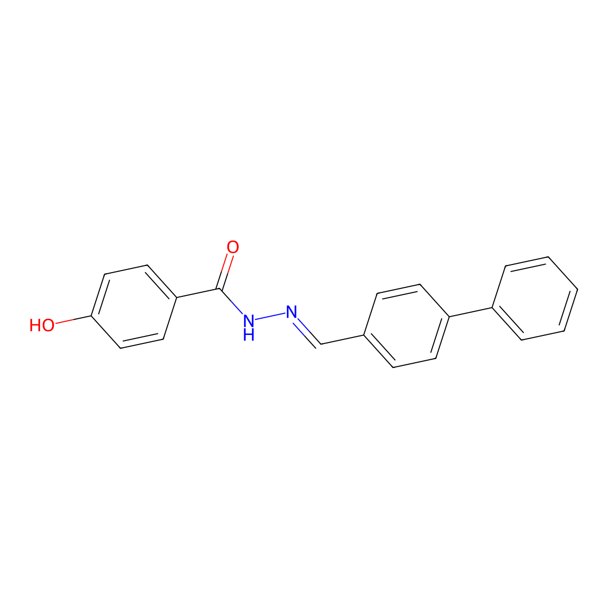 4-hydroxy-N-[(E)-(4-phenylphenyl)methylideneamino]benzamide molecular structure, CAS 301326-41-0