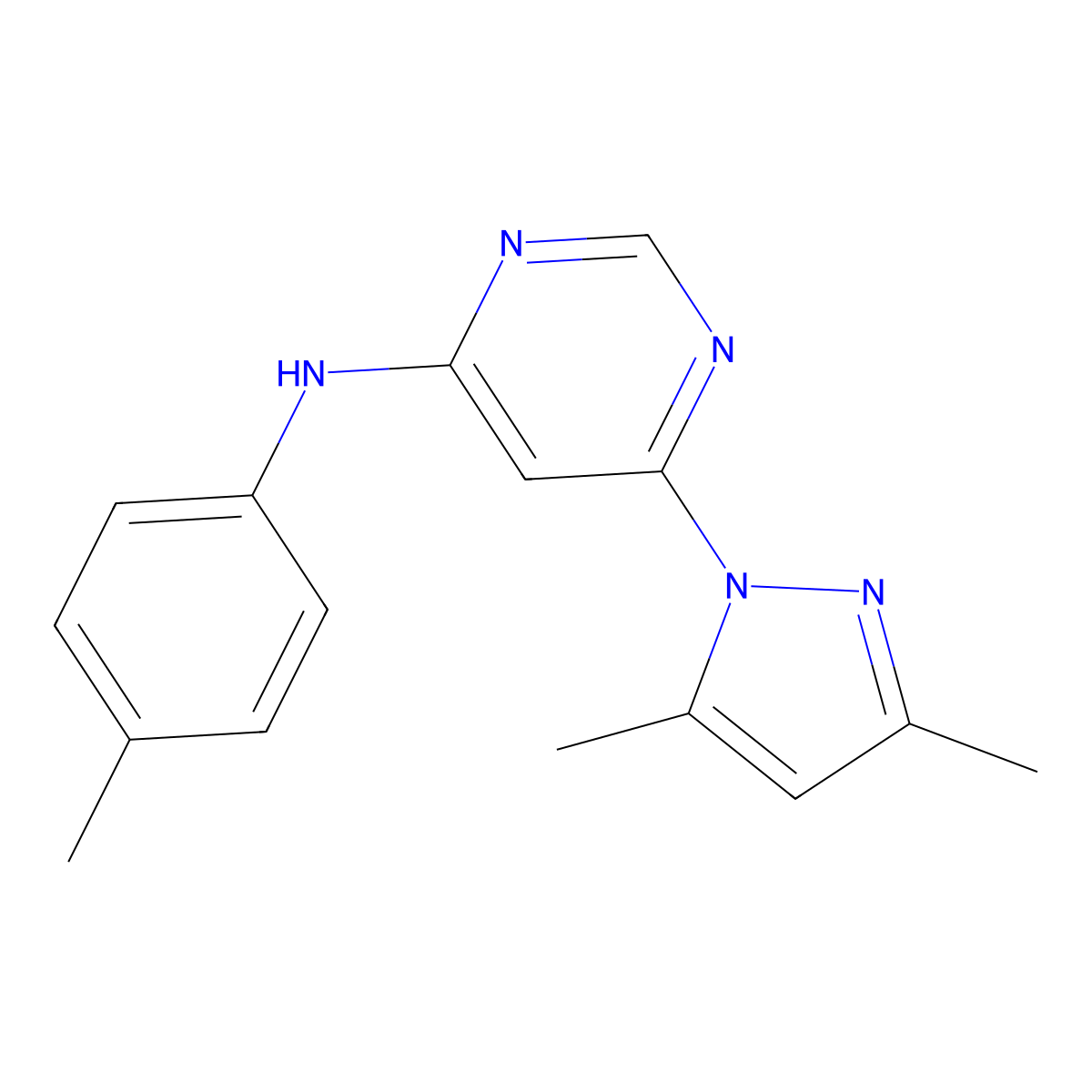 6-(3,5-Dimethyl-1H-pyrazol-1-yl)-N-(p-tolyl)pyrimidin-4-amine molecular structure, CAS 301328-20-1