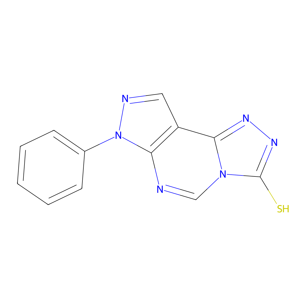 7-phenyl-2,7-dihydro-3H-pyrazolo[4,3-e][1,2,4]triazolo[4,3-c]pyrimidine-3-thione molecular structure, CAS 301330-51-8