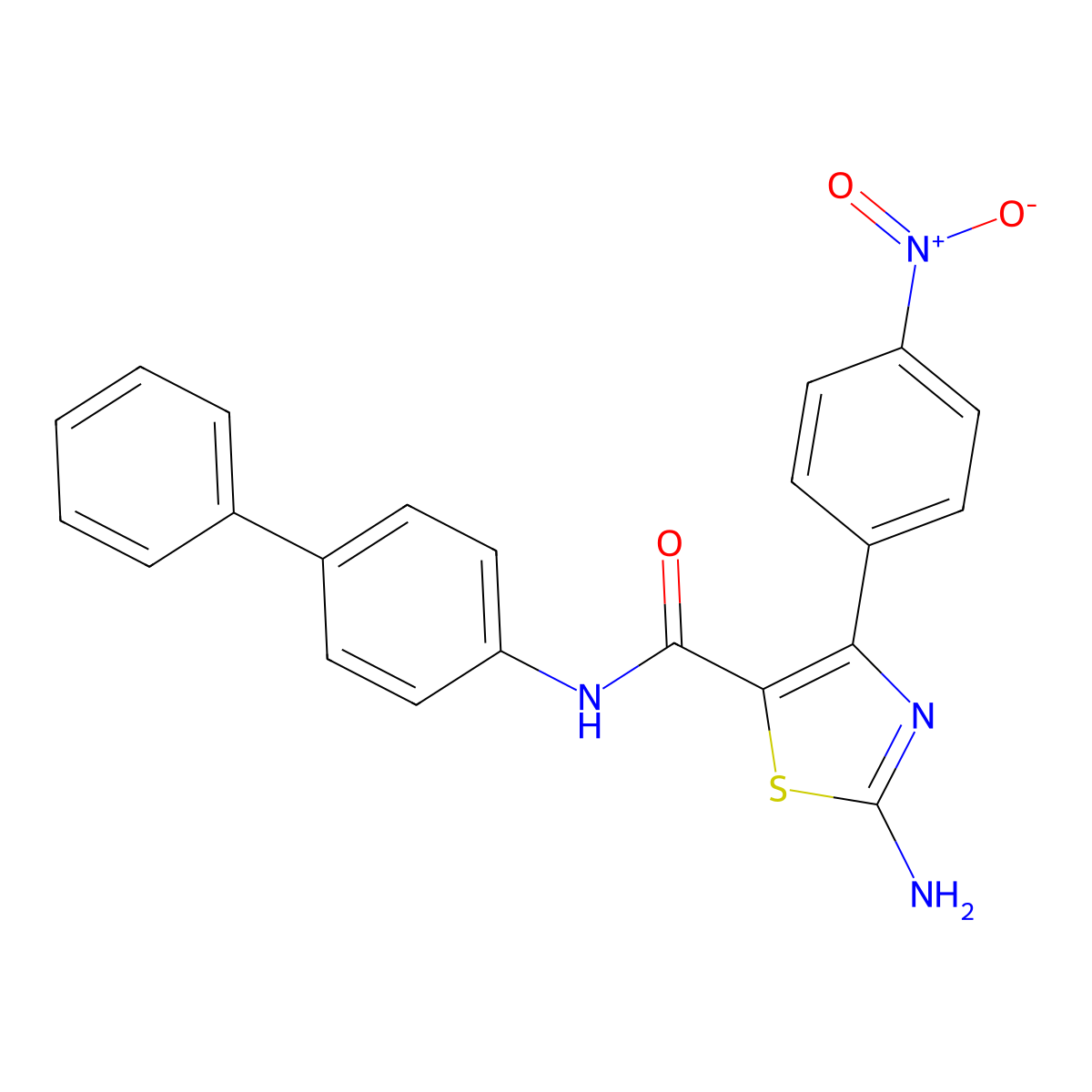 2-amino-4-(4-nitrophenyl)-N-(4-phenylphenyl)-1,3-thiazole-5-carboxamide molecular structure, CAS 301330-59-6