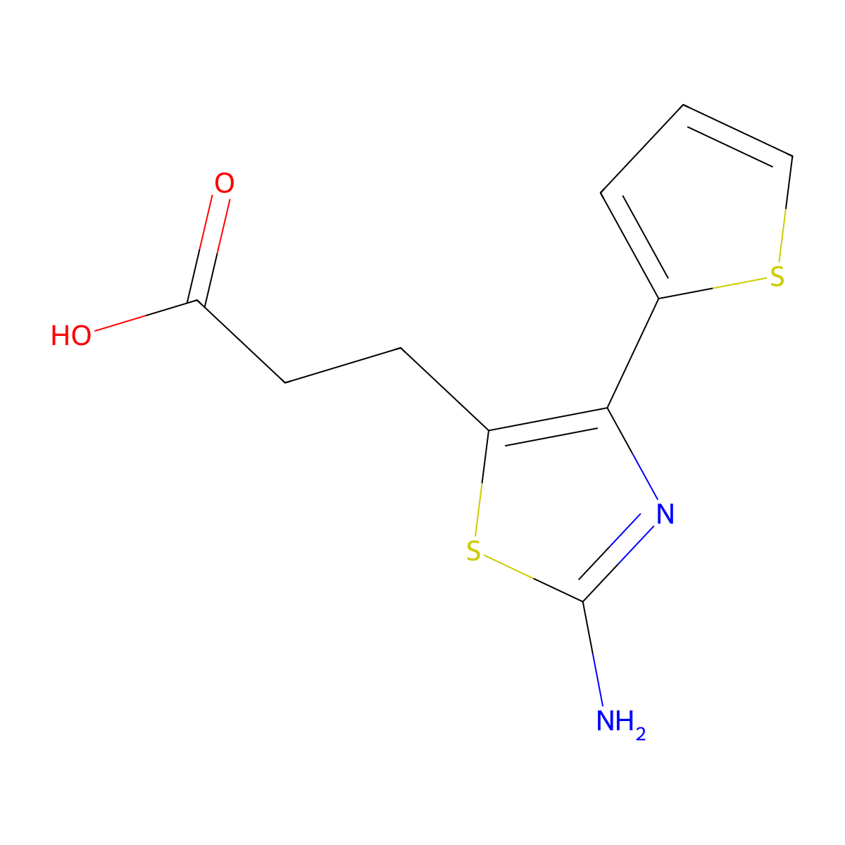 3-[2-Amino-4-(thiophen-2-yl)-1,3-thiazol-5-yl]propanoic acid molecular structure, CAS 301330-60-9