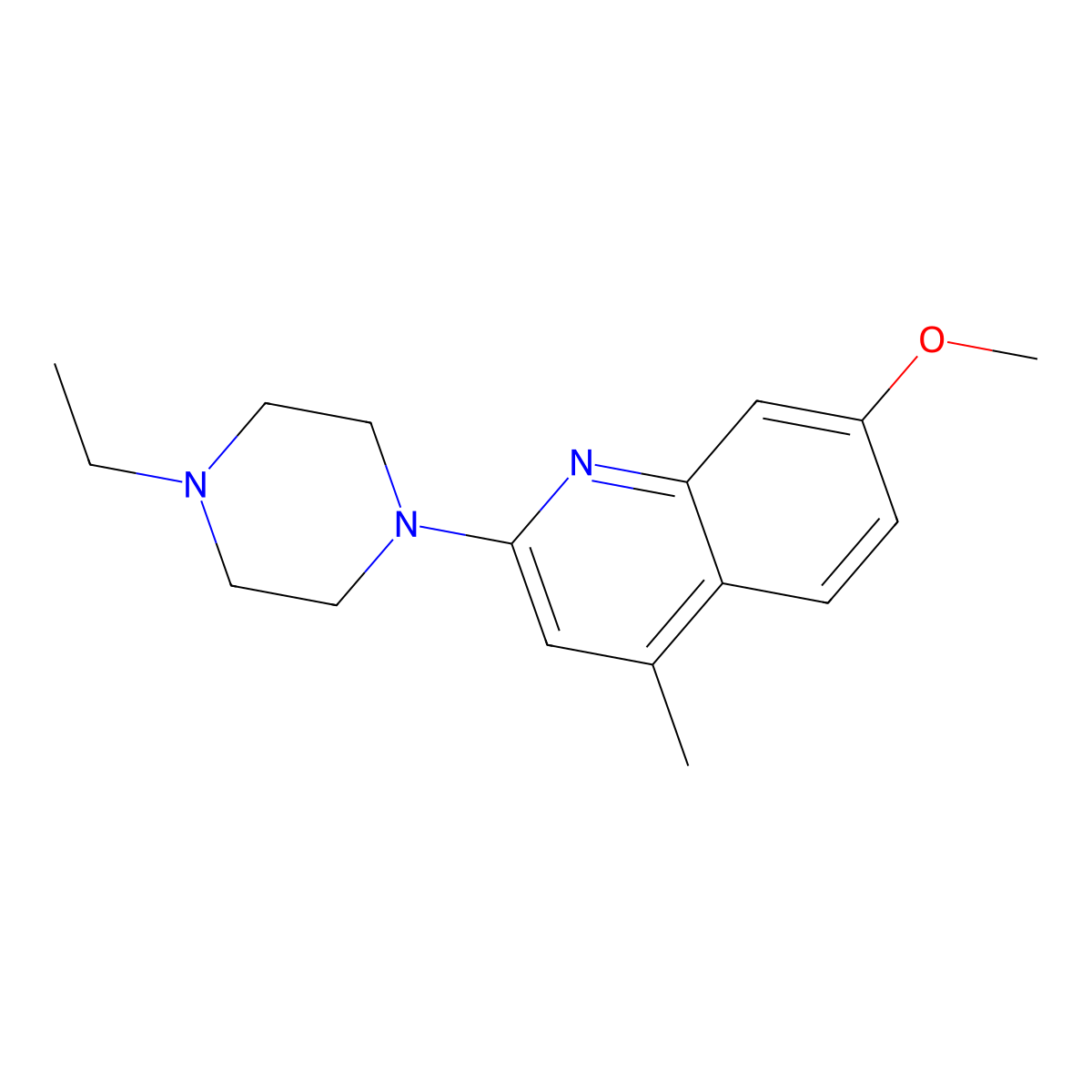 2-(4-Ethylpiperazin-1-yl)-7-methoxy-4-methylquinoline molecular structure, CAS 301330-81-4