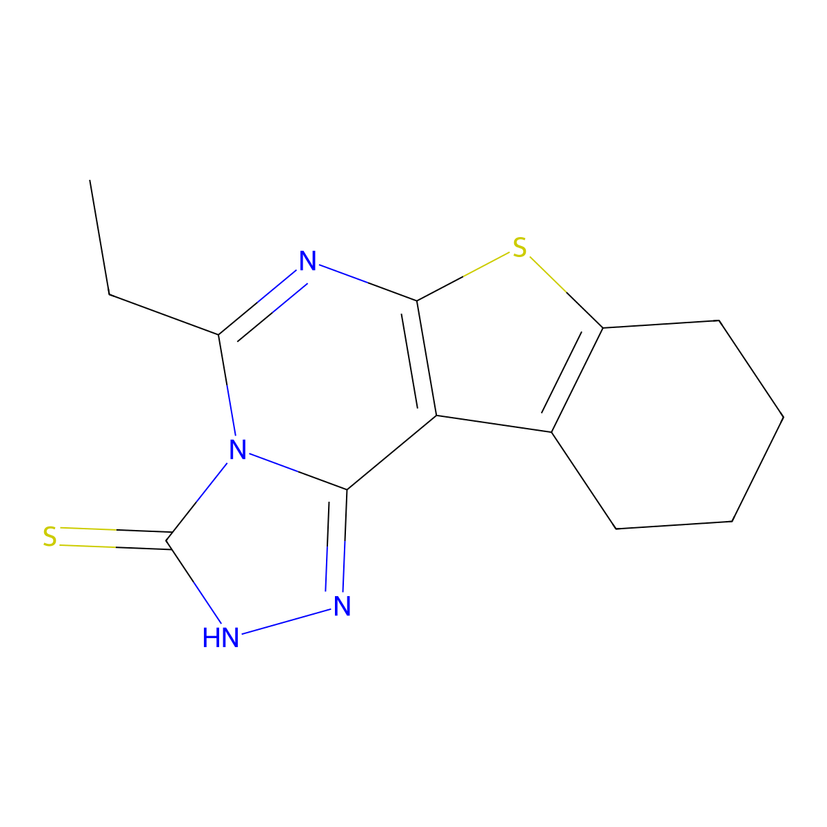5-ethyl-8,9,10,11-tetrahydrobenzo[4,5]thieno[3,2-e][1,2,4]triazolo[4,3-c]pyrimidine-3(2H)-thione molecular structure, CAS 301330-84-7