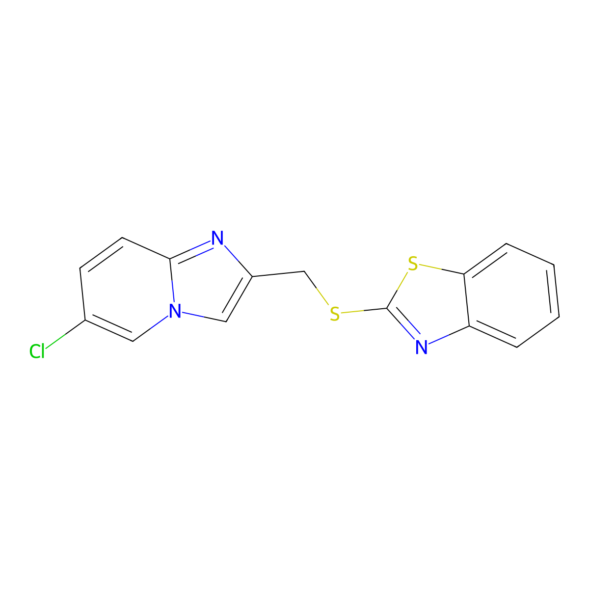 2-(((6-Chloroimidazo[1,2-a]pyridin-2-yl)methyl)thio)benzo[d]thiazole molecular structure, CAS 301330-92-7