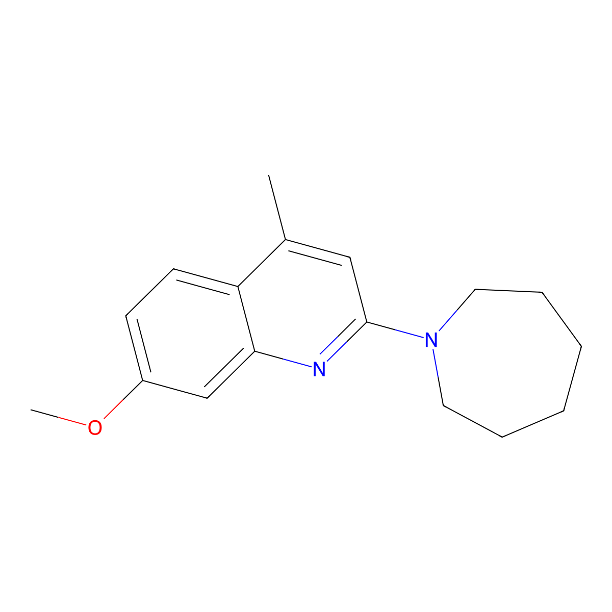 2-(Azepan-1-yl)-7-methoxy-4-methylquinoline molecular structure, CAS 301330-94-9