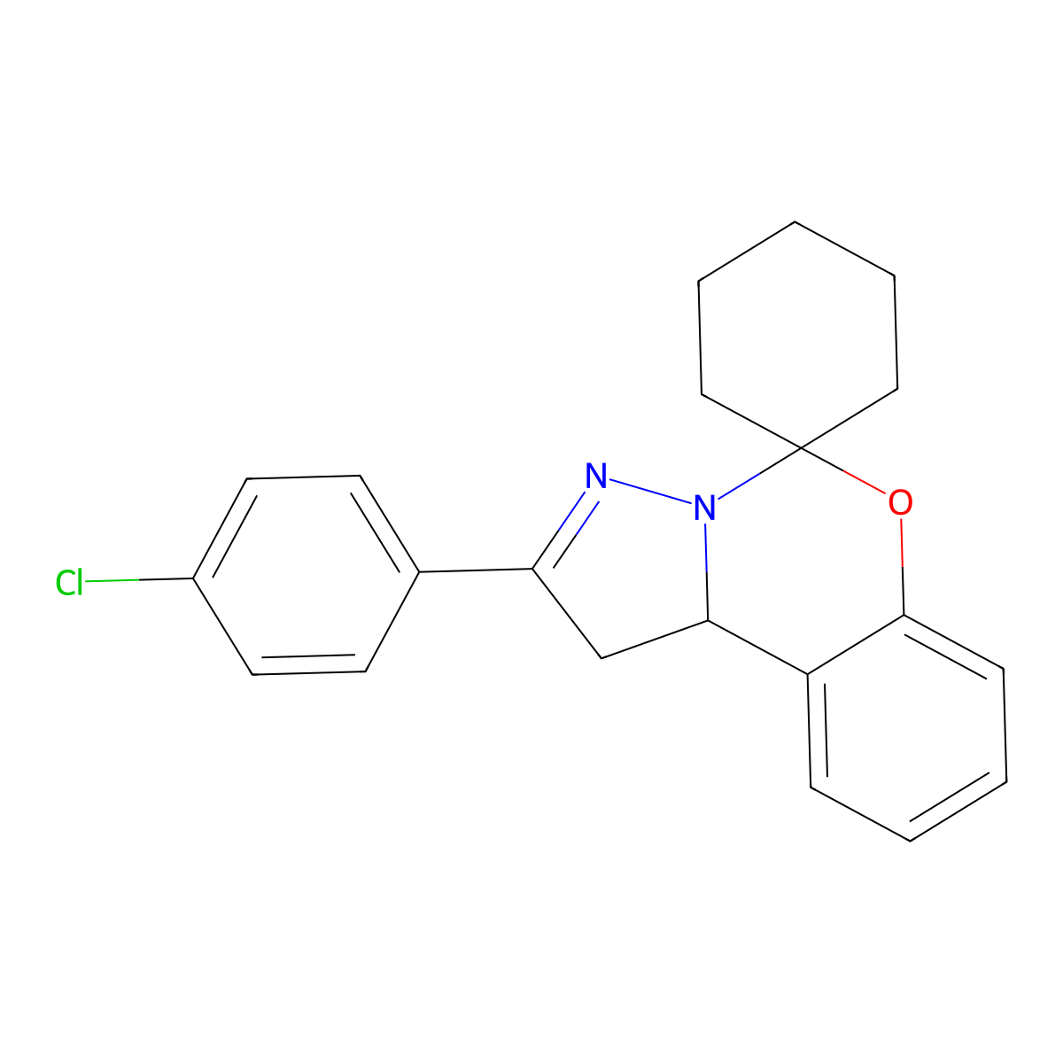 2-(4-Chlorophenyl)spiro[1,10b-dihydropyrazolo[1,5-c][1,3]benzoxazine-5,1'-cyclohexane] molecular structure, CAS 301331-11-3