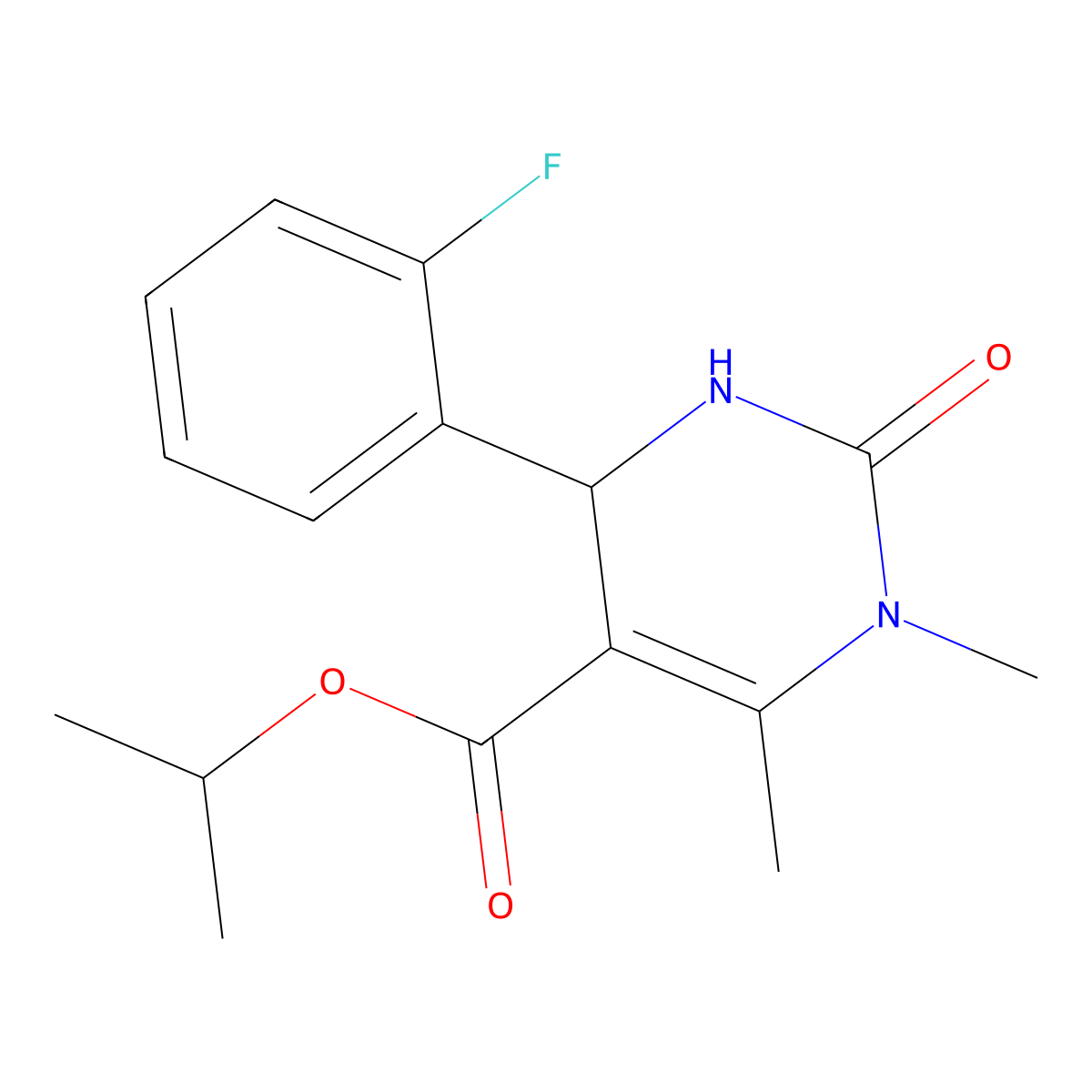 Isopropyl 4-(2-fluorophenyl)-1,6-dimethyl-2-oxo-1,2,3,4-tetrahydropyrimidine-5-carboxylate molecular structure, CAS 301331-12-4