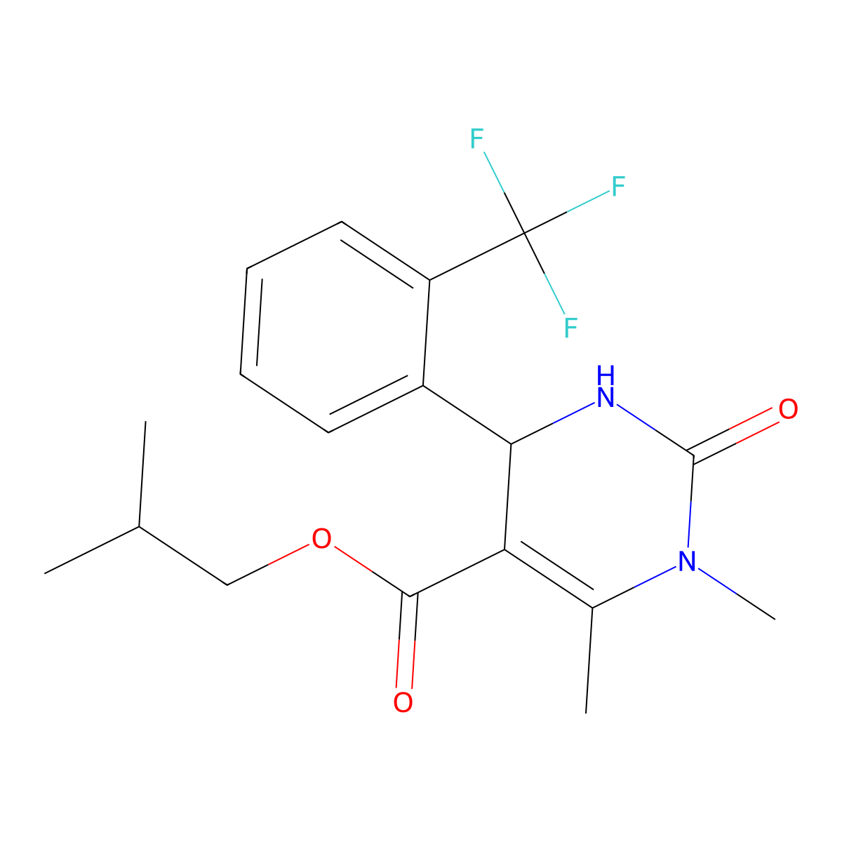 2-Methylpropyl 3,4-dimethyl-2-oxo-6-[2-(trifluoromethyl)phenyl]-1,6-dihydropyrimidine-5-carboxylate molecular structure, CAS 301331-17-9
