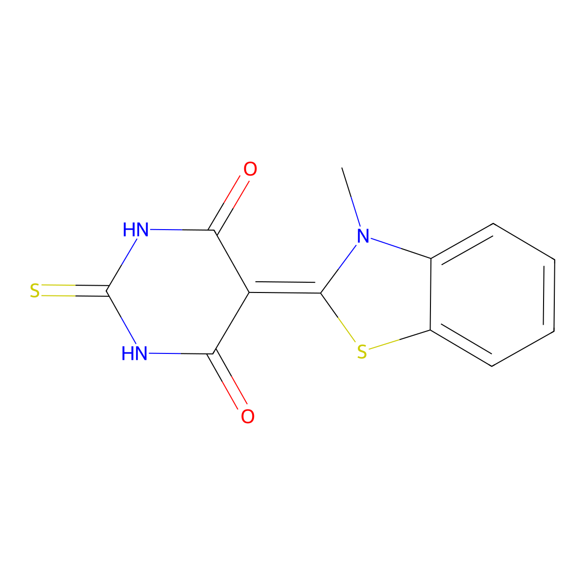 5-(3-Methyl-1,3-benzothiazol-2-ylidene)-2-sulfanylidene-1,3-diazinane-4,6-dione molecular structure, CAS 301331-25-9