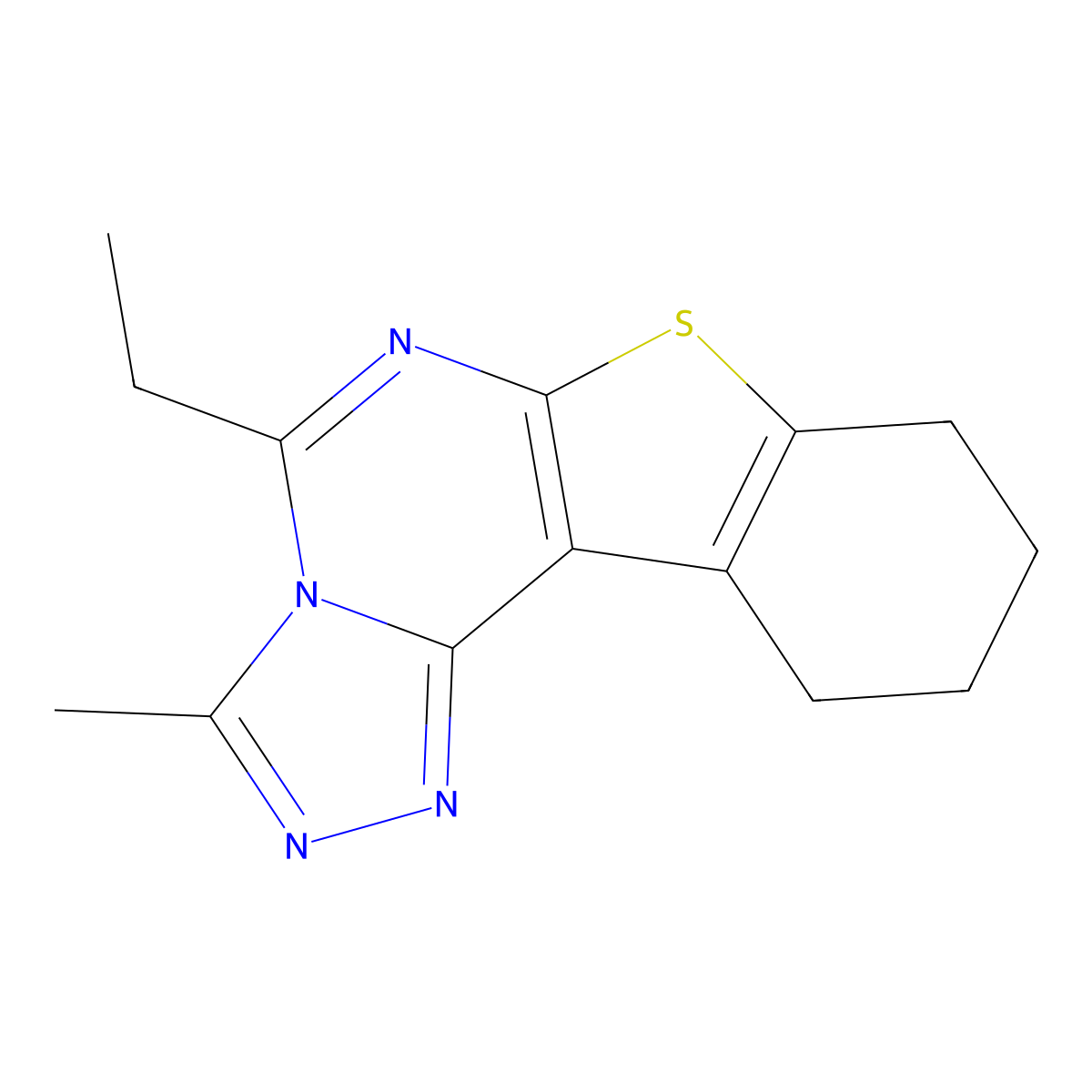 5-Ethyl-3-methyl-8,9,10,11-tetrahydro[1]benzothieno[3,2-e][1,2,4]triazolo[4,3-c]pyrimidine molecular structure, CAS 301331-56-6