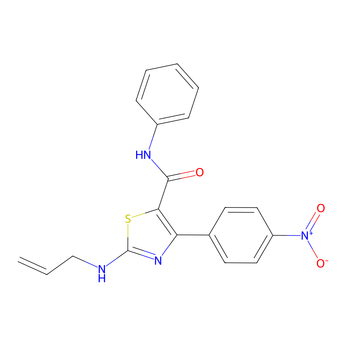 2-(allylamino)-4-(4-nitrophenyl)-N-phenylthiazole-5-carboxamide molecular structure, CAS 301331-68-0