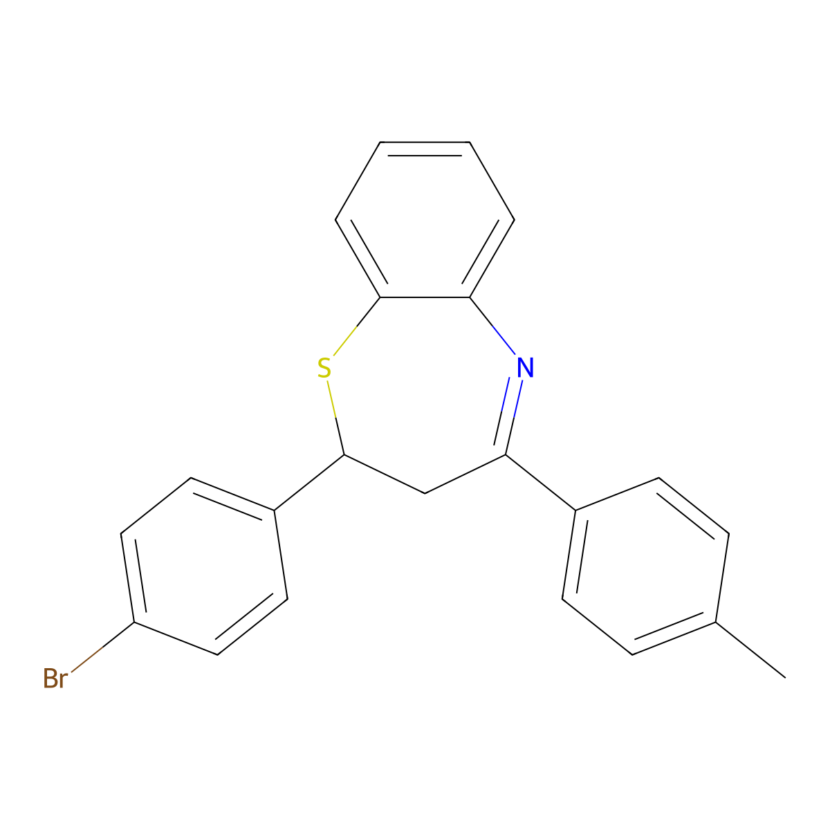 2-(4-Bromophenyl)-4-(4-methylphenyl)-2,3-dihydro-1,5-benzothiazepine molecular structure, CAS 301331-77-1