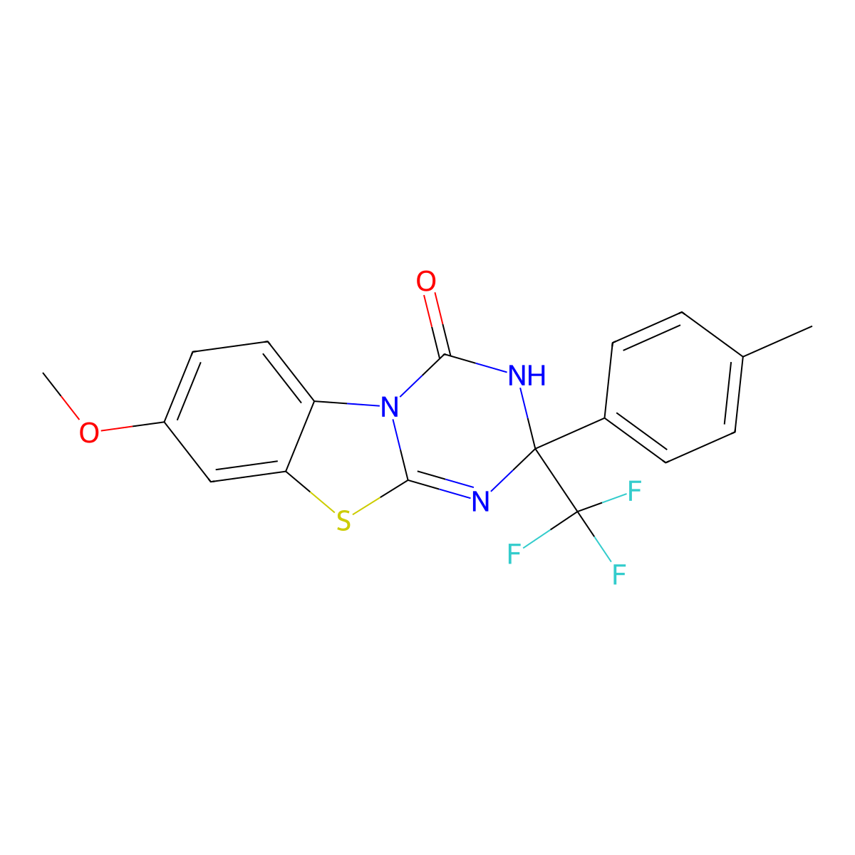 8-methoxy-2-(4-methylphenyl)-2-(trifluoromethyl)-3H-[1,3,5]triazino[2,1-b][1,3]benzothiazol-4-one molecular structure, CAS 301331-96-4