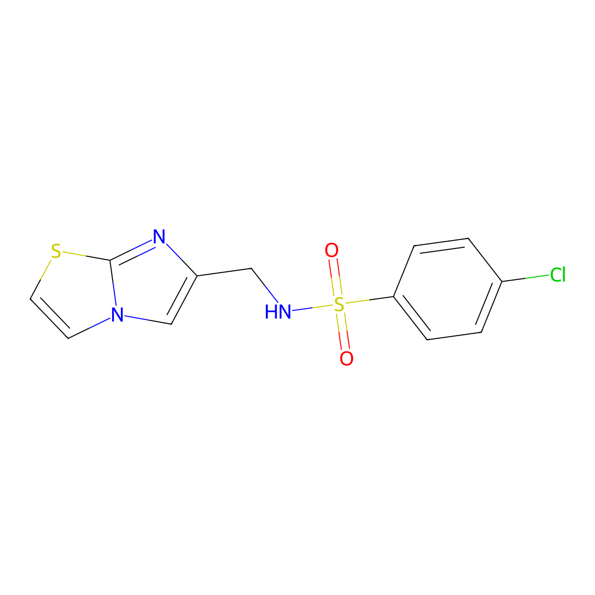 4-chloro-N-({imidazo[2,1-b][1,3]thiazol-6-yl}methyl)benzene-1-sulfonamide molecular structure, CAS 301333-49-3